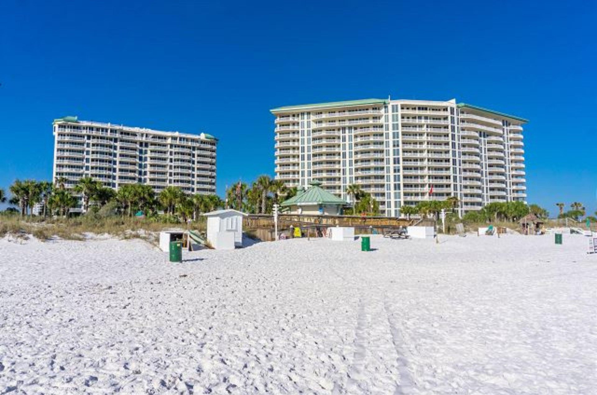 The community sits beside the beach