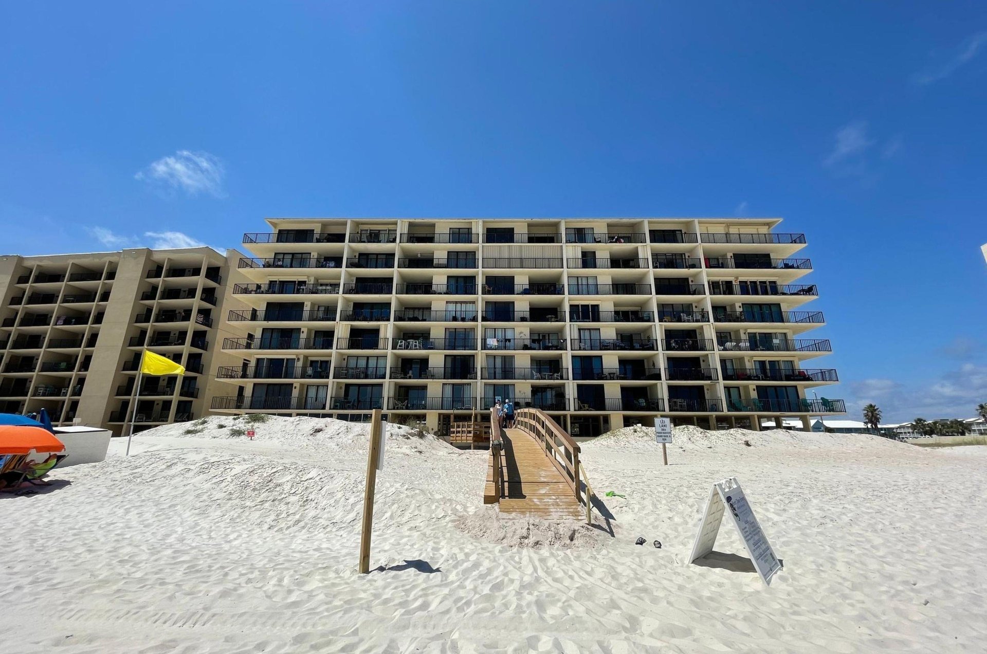 View from the beach of Lei Lani Tower in Orange Beach Alabama