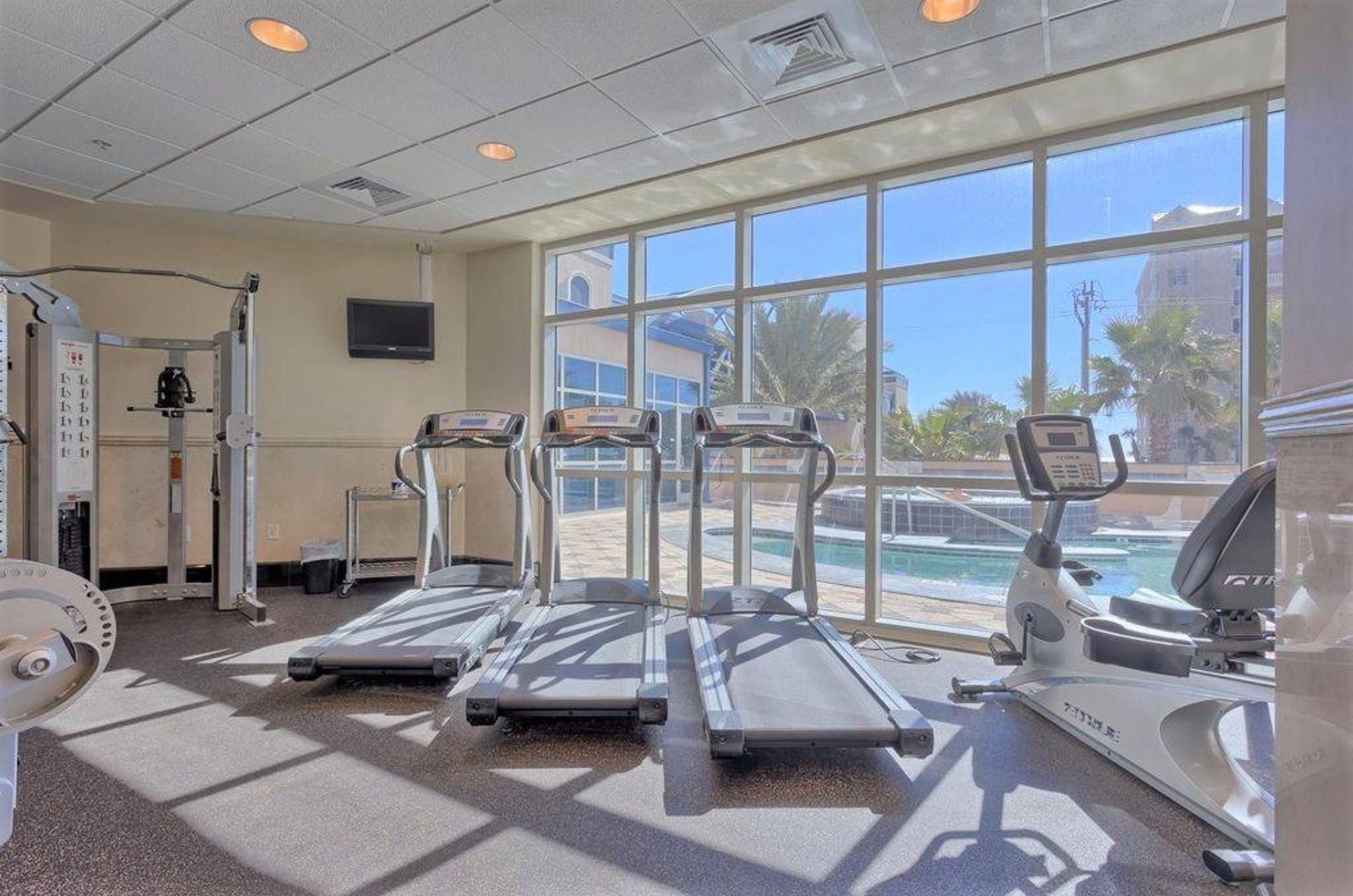 Cardio equipment in the gym at Crystal Towers in Gulf Shores Alabama
