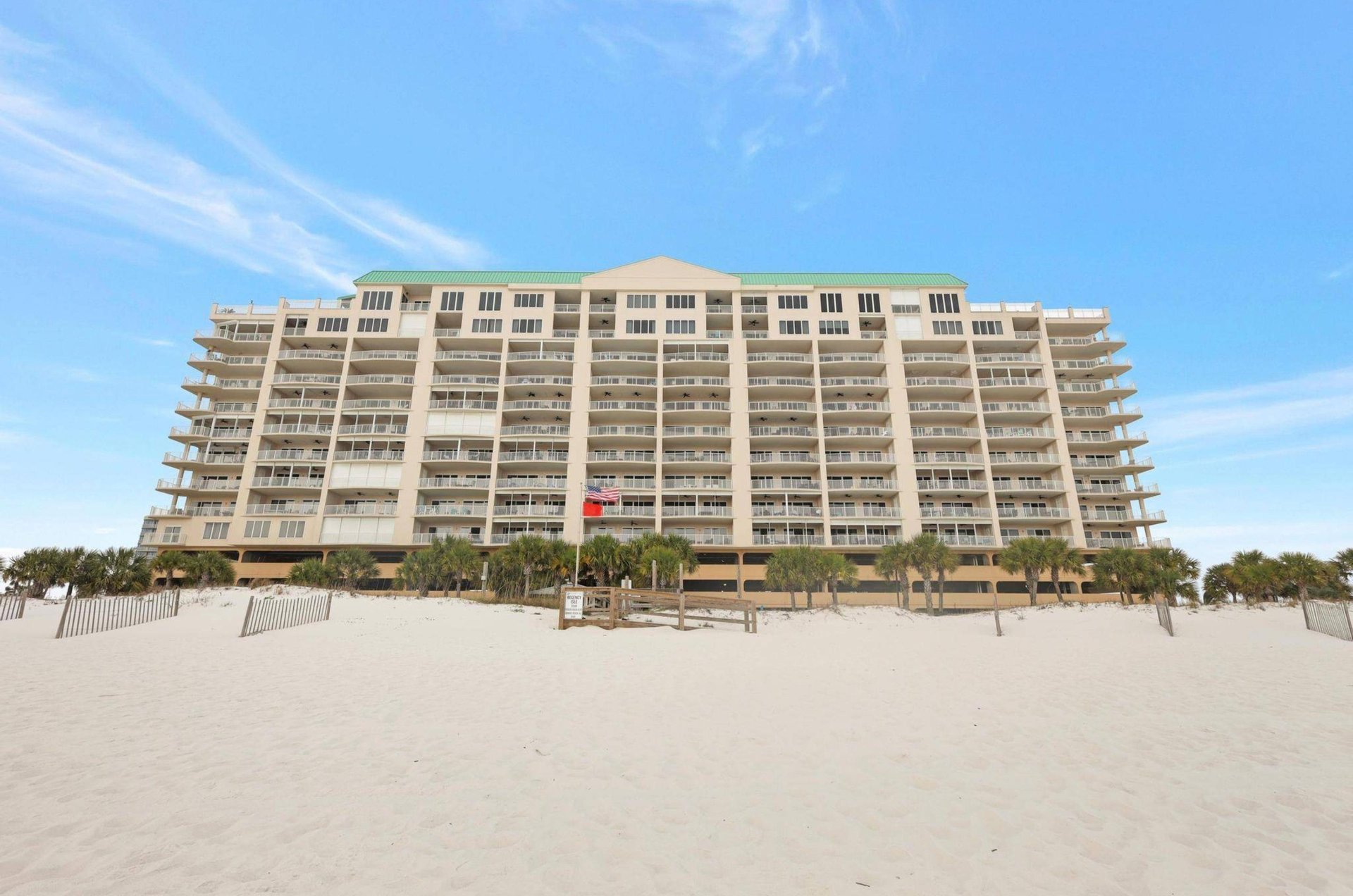 View from the beach of Regency Isle Condominiums in Orange Beach Alabama