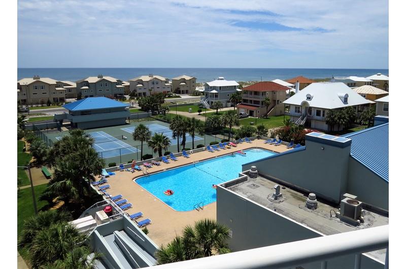 Pool view from Tristan Towers in Pensacolo Beach Florida