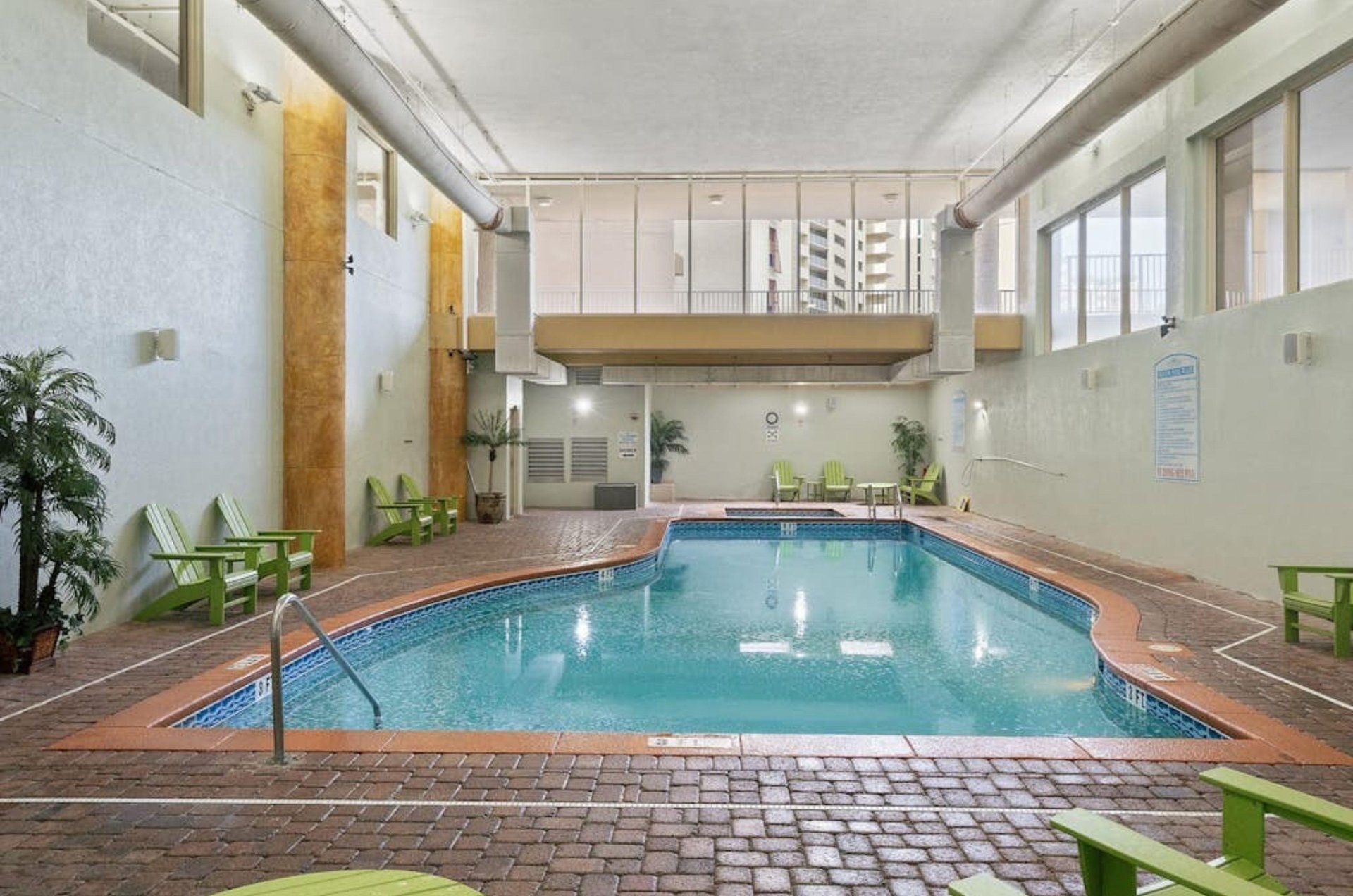 The indoor swimming pool at the Shores of Panama Resort in Panama City Beach Florida