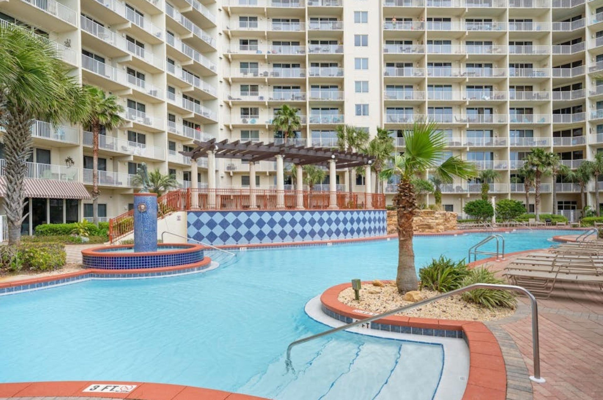 The sparkling outdoor swimming pool at the Shores of Panama Resort