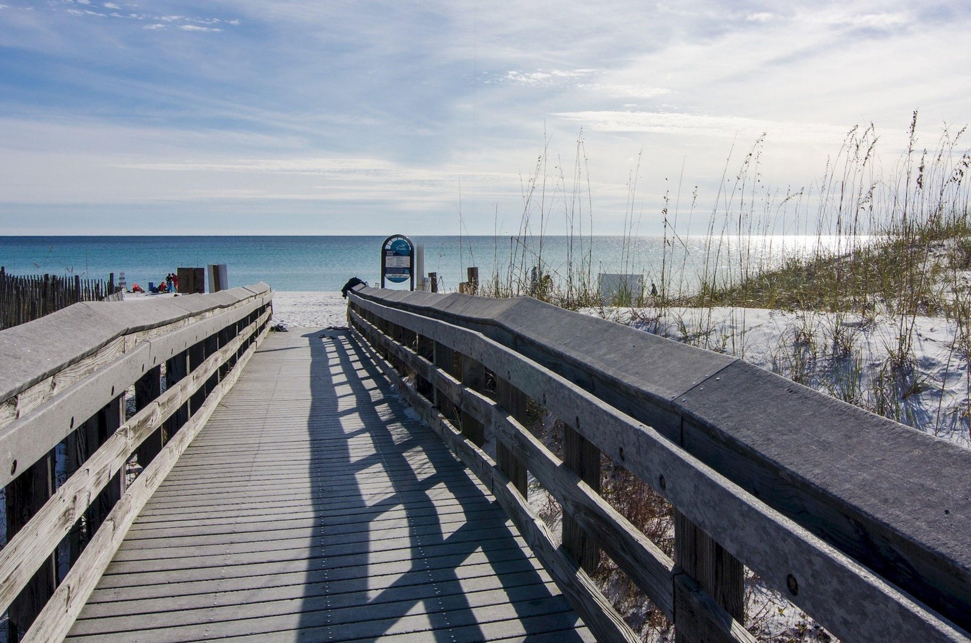 A wooden boardwalk leading to the beaches at Beachside Villas in Seagrove Beach Florida