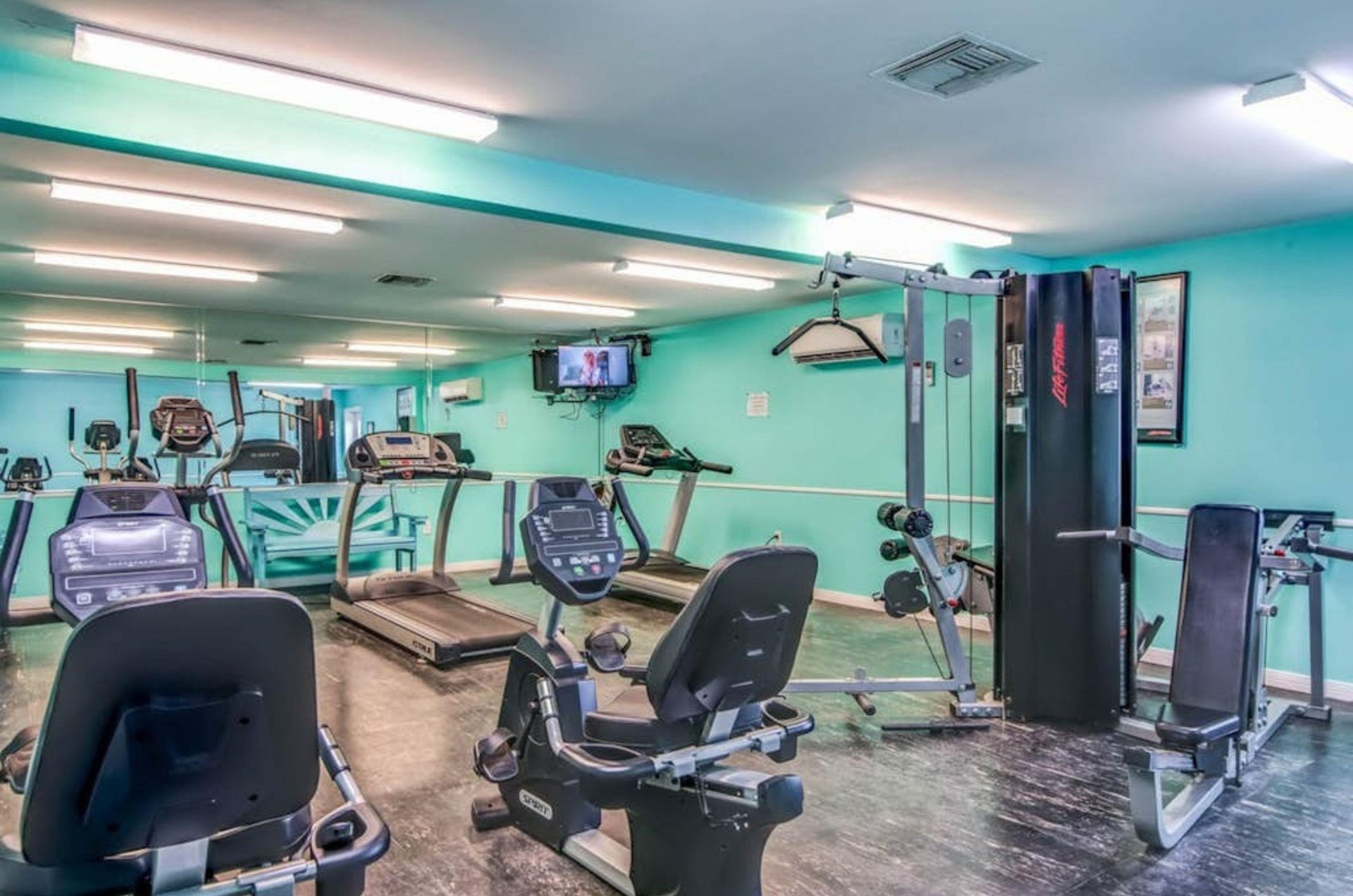 The interior of the gym at Seaside Beach and Racquet Club in Orange Beach Alabama