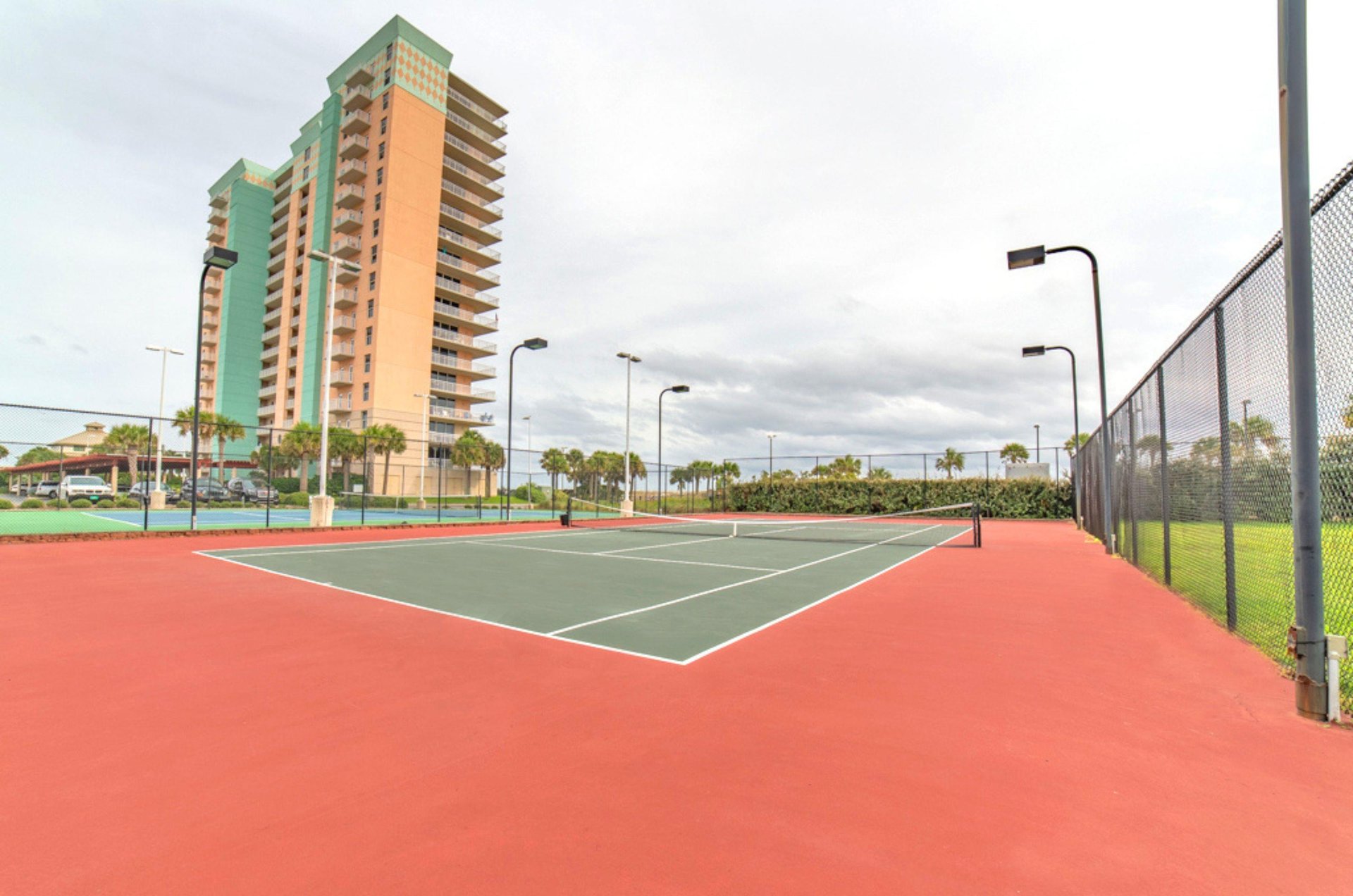 The outdoor tennis courts at Santa Rosa Dunes