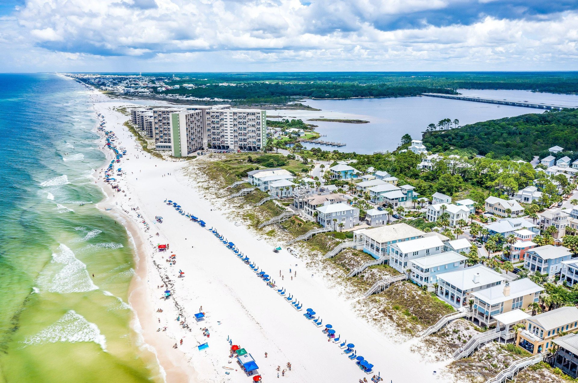 Several Carillon Beach rental homes are beachfront properties