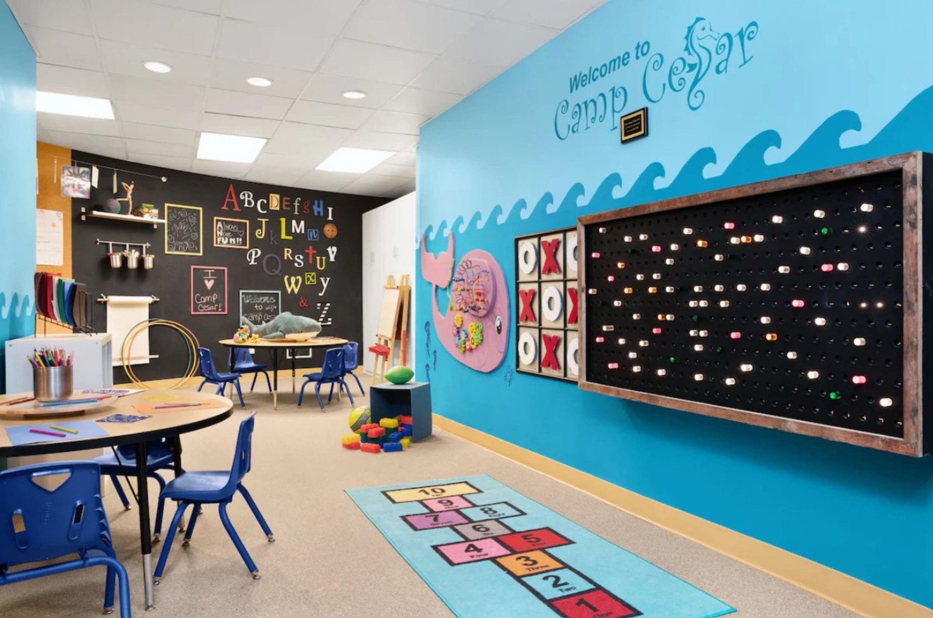 The property has a fun indoor play area for the kids.