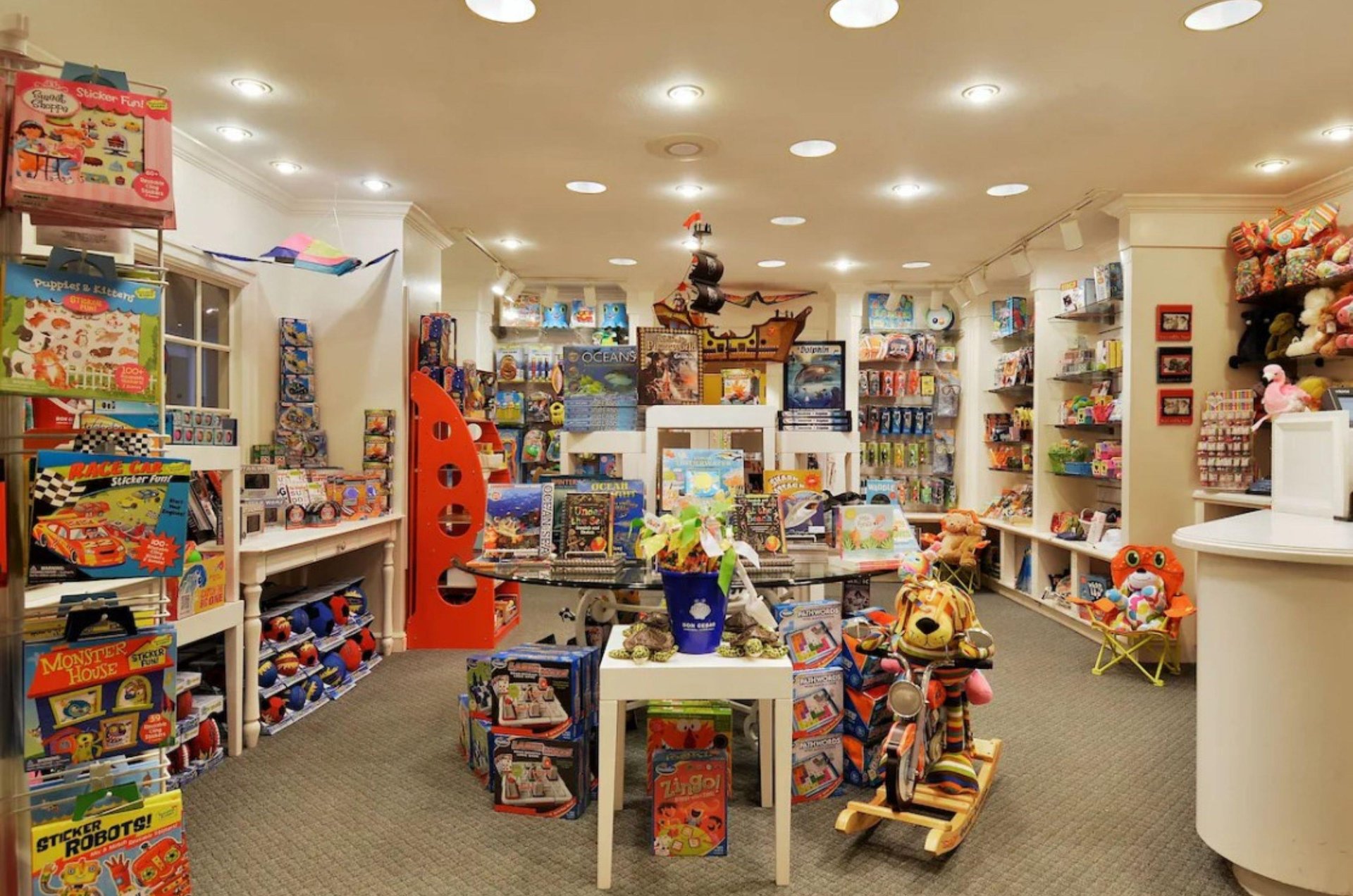 The onsite gift and toy shop is packed with fun activities and toys to keep the kids  busy even if it rains.