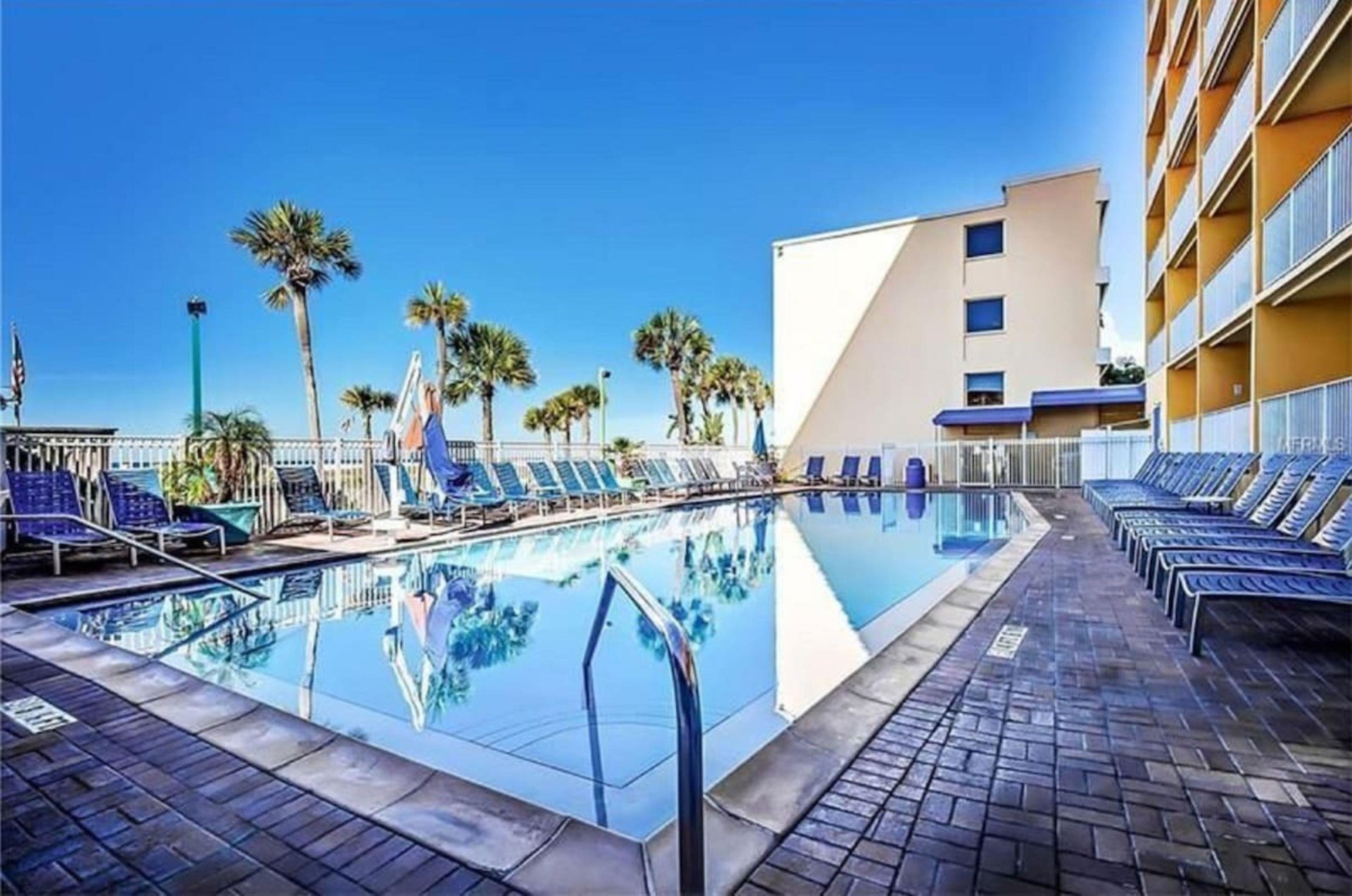One sparkling beachfront pool at Bilmar Beach Resort in St. Pete Beach, Florida