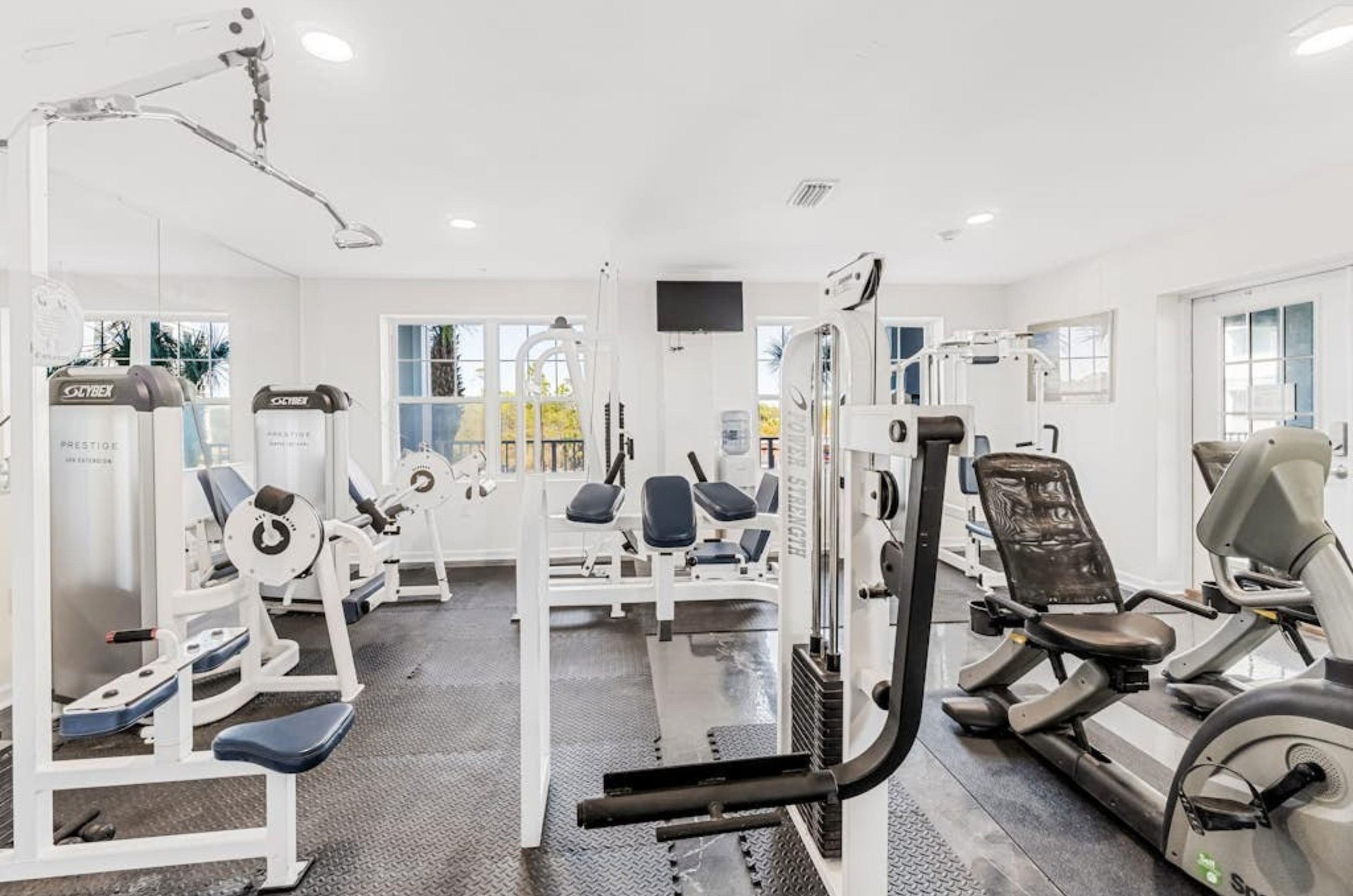 Cardio and strength equpiment in the fitness center at Grand Caribbean