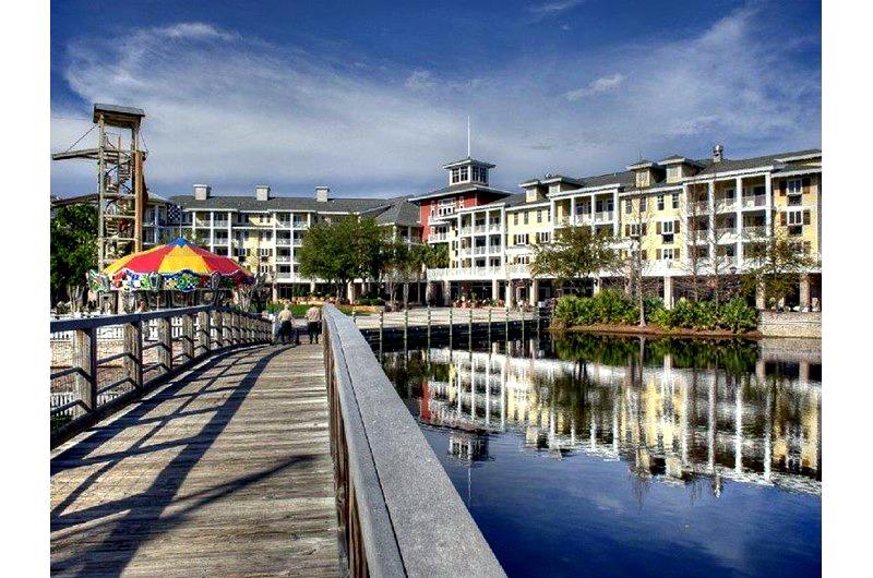 The boardwalk in to Baytowne Wharf at Sandestin in Destin FL
