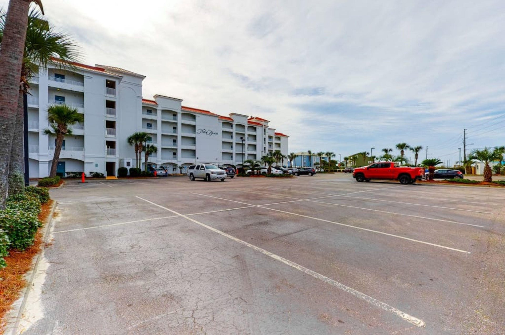 The parking lot in front of Palm Beach Condos in Orange Beach Alabama