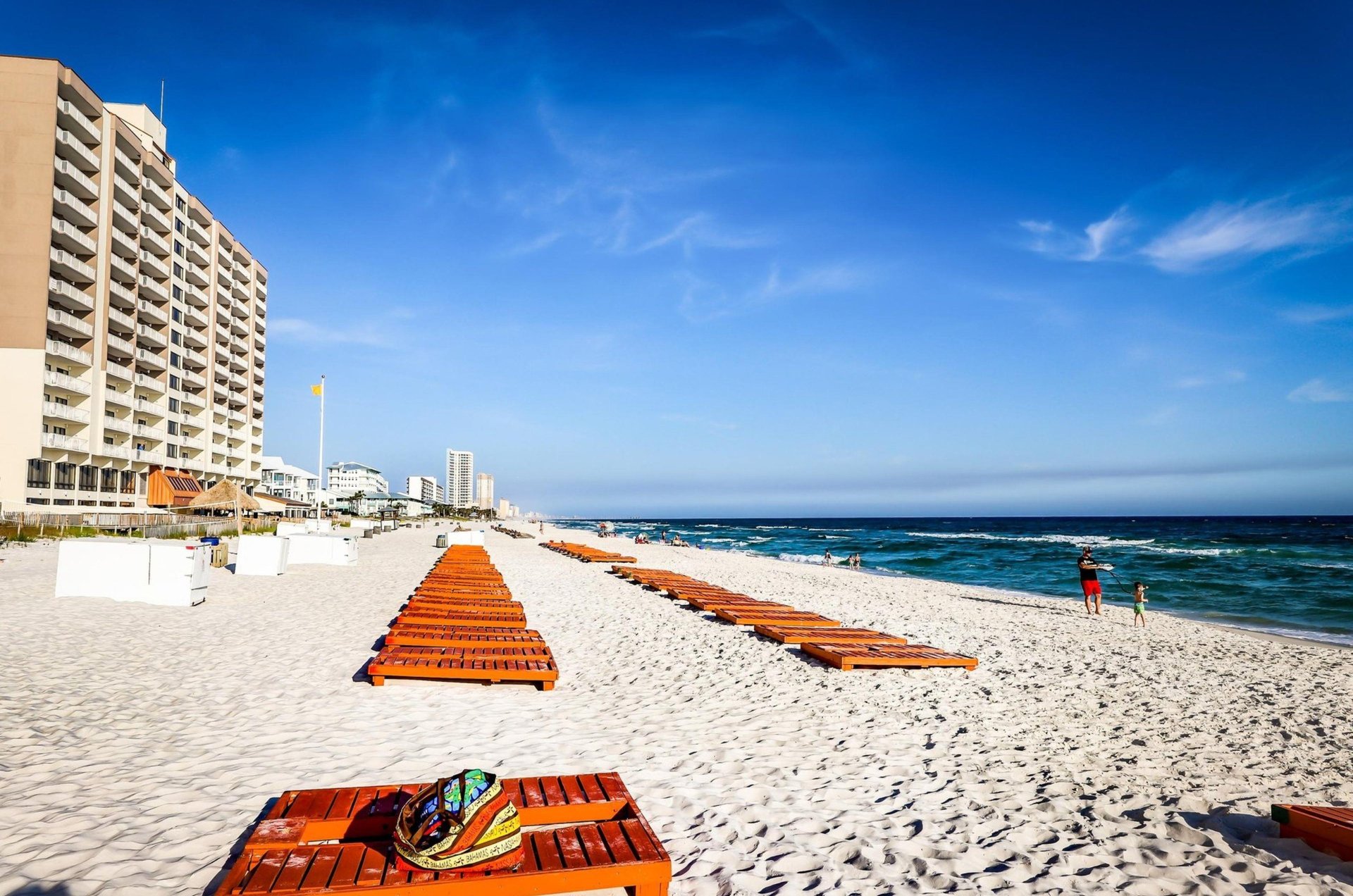 A view down the Gulf coast in Panama City Beach, Florida