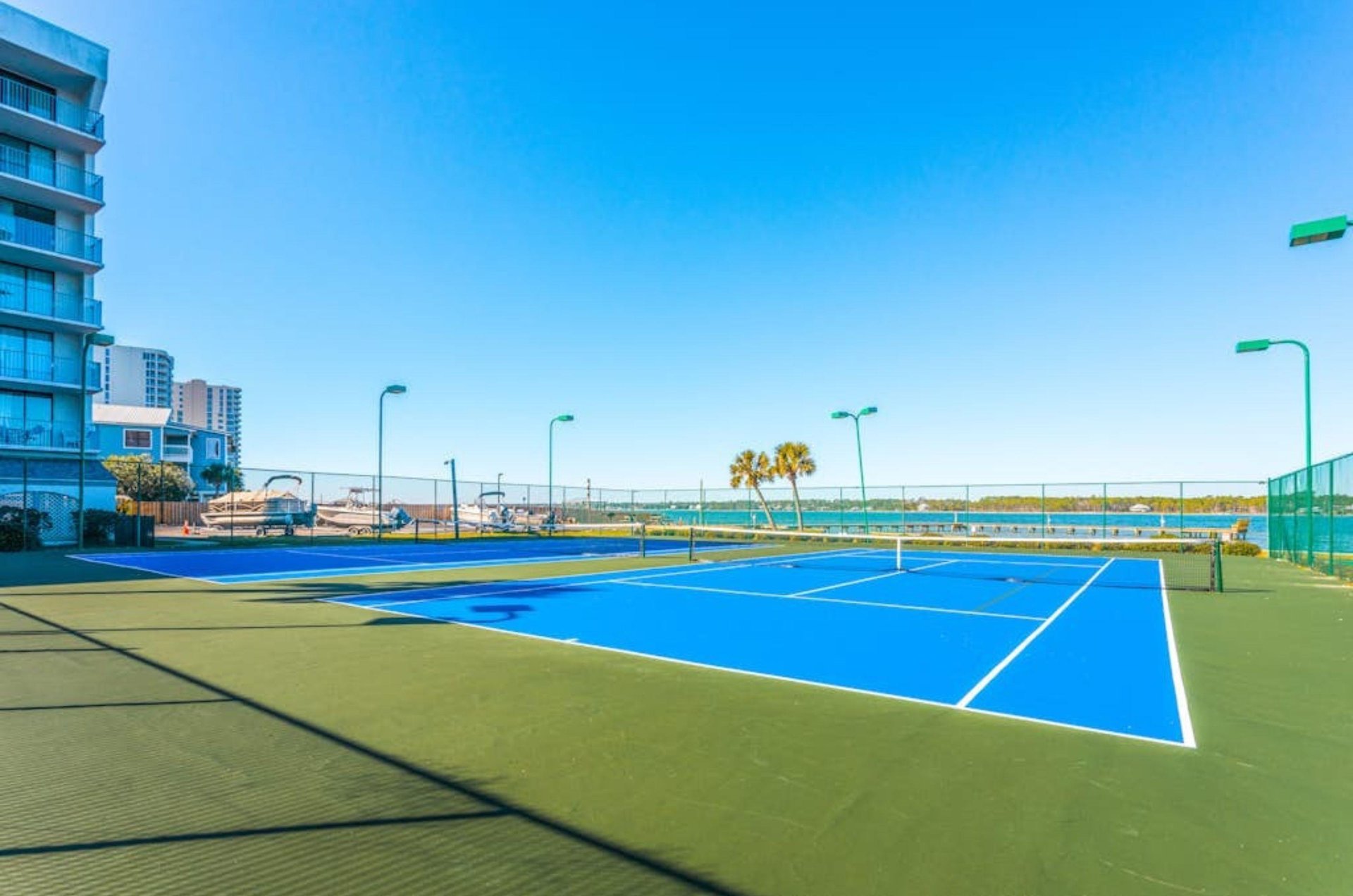The outdoor tennis courts at Gulf Shores Surf and Racquet Club
