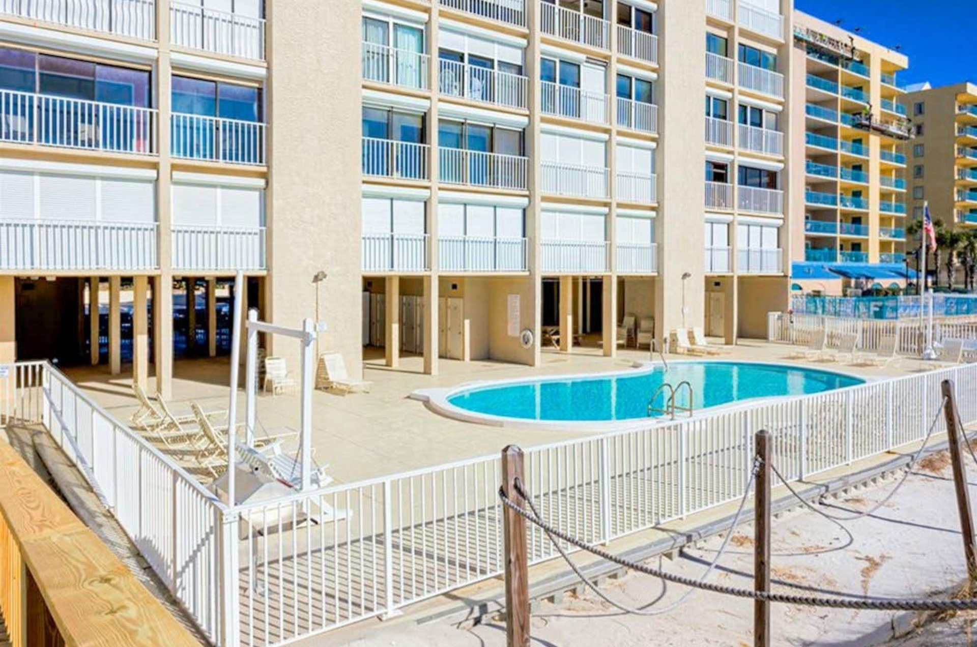 Relax on the Gulffront pool deck at Edgewater East in Gulf Shores, Alabama