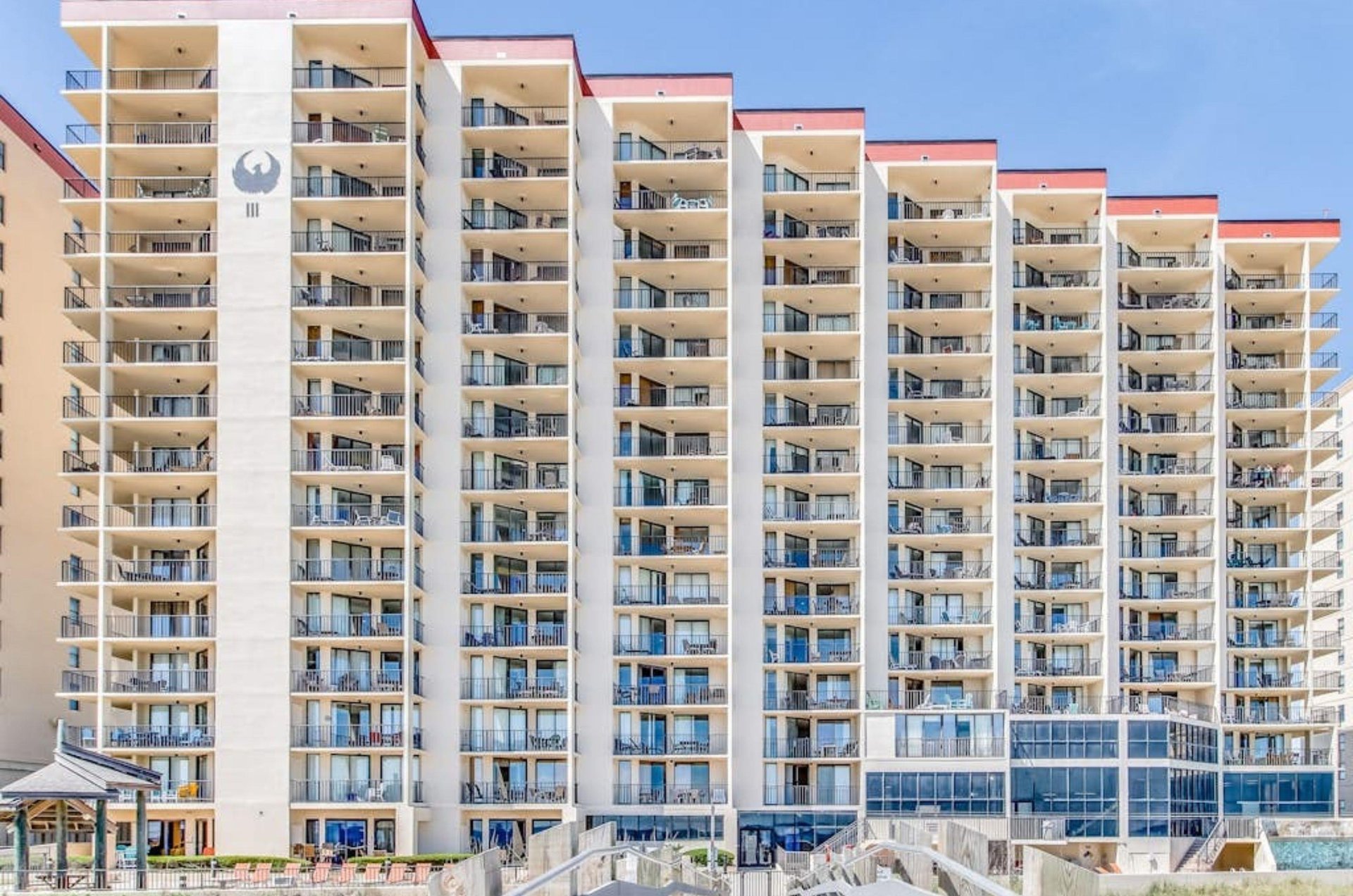View from the beach of Phoenix III in Orange Beach Alabama