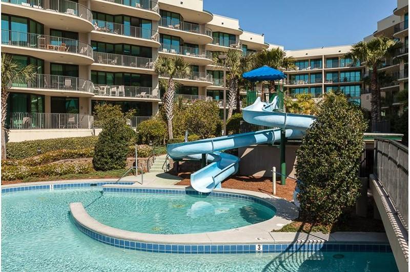 The kids will love the fun slide at Phoenix on the Bay in Orange Beach AL