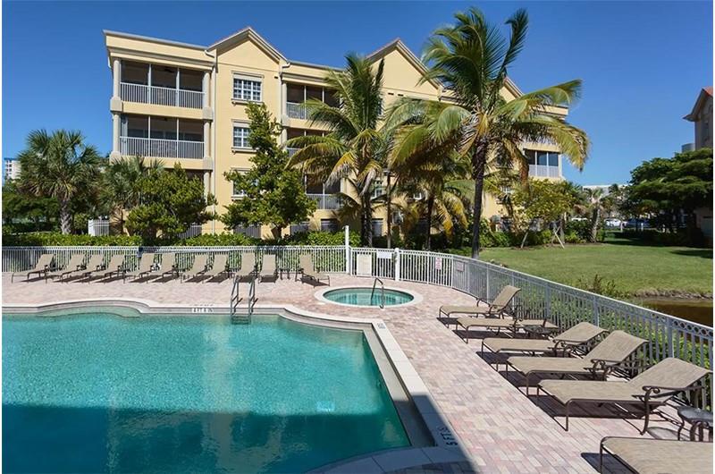Large pool area at Bella Lago in Fort Myers Beach Florida