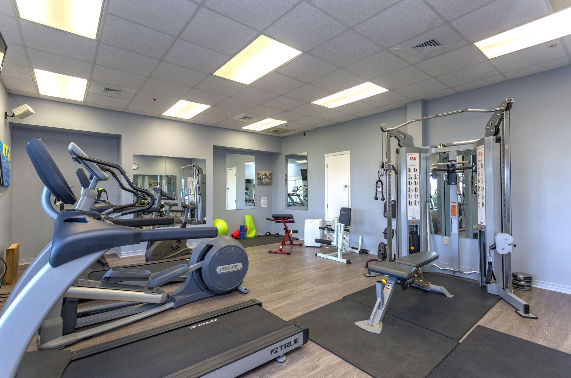 The fitness center at South Harbour
