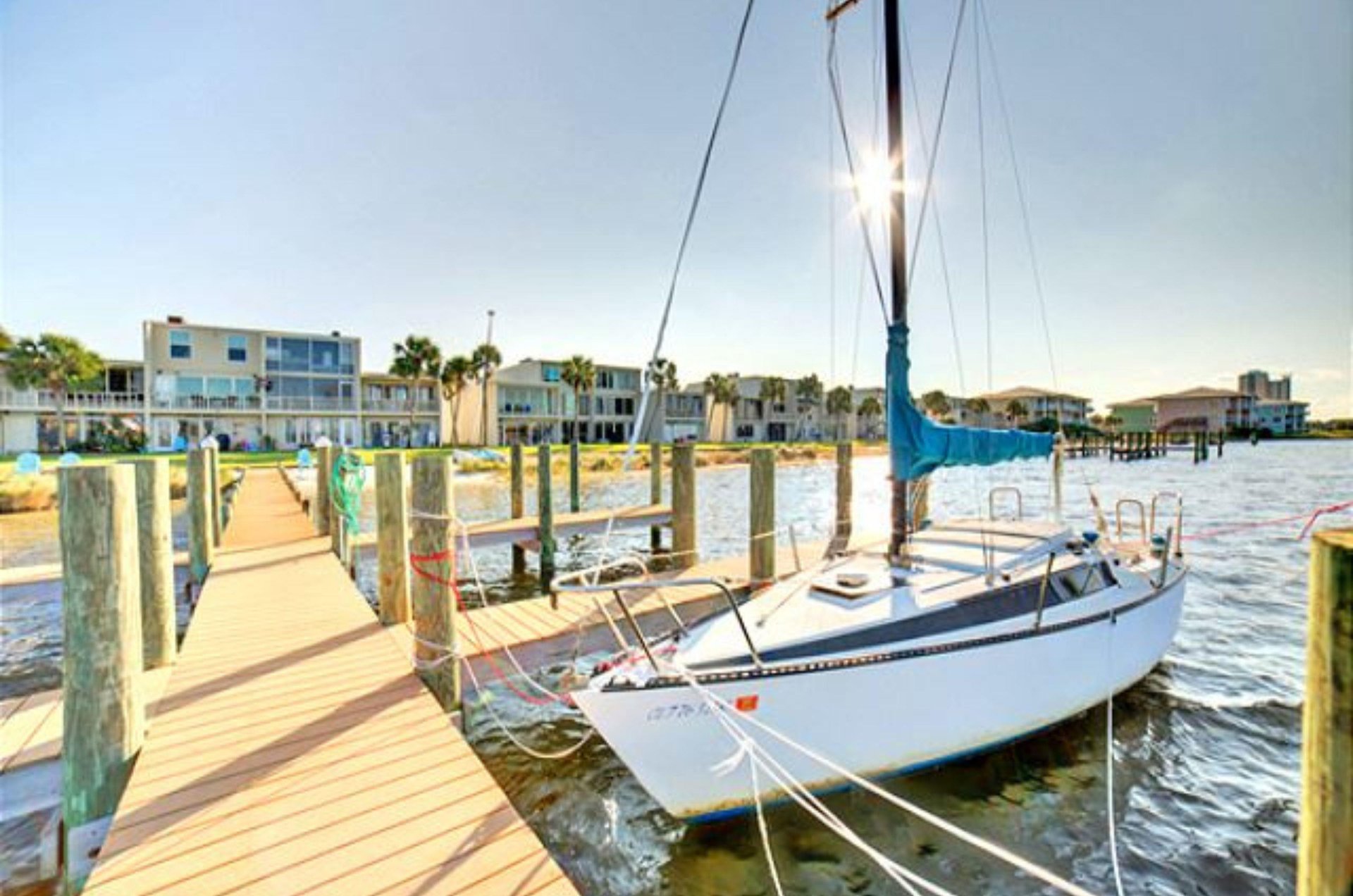 The private pier at Treehouse Townhomes in Pensacola Beach Florida