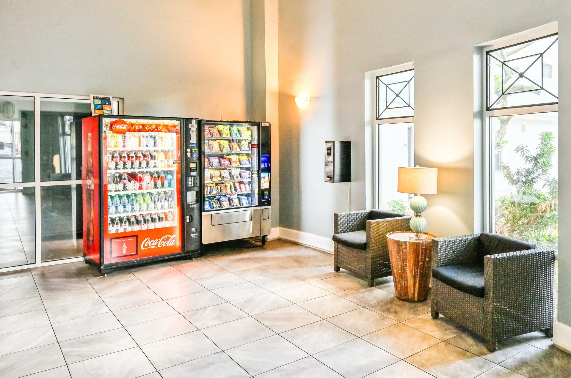 Vending machines for easy access to drinks and snacks 247