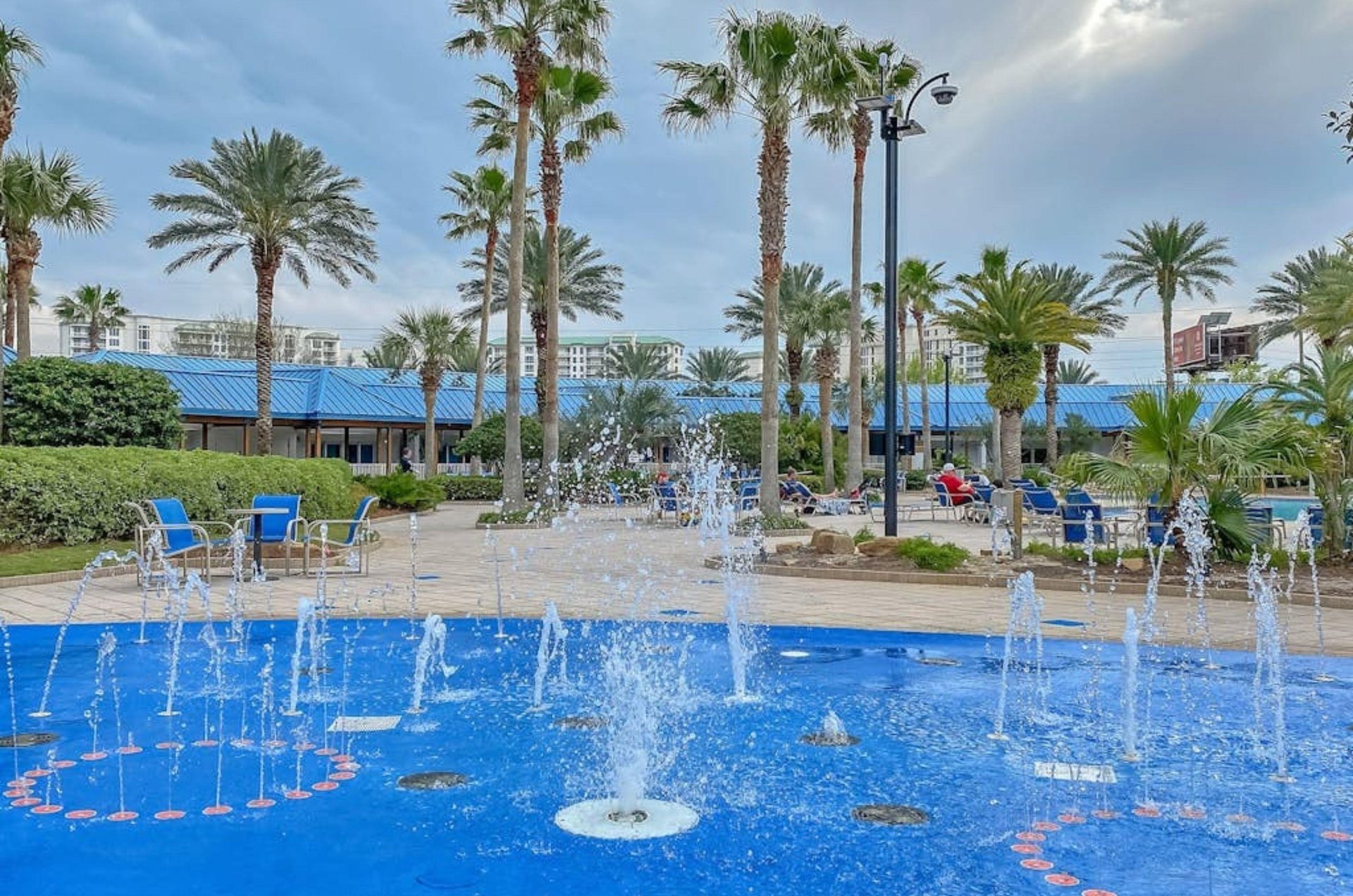 The splash pad at the Palms of Destin in Destin Florida