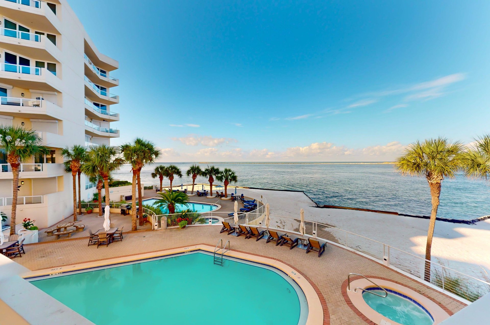The complex has two serene swimming pools hot tub overlooking the Gulf and East Pass leading to Destin Harbor and Choctawhatchee Bay.