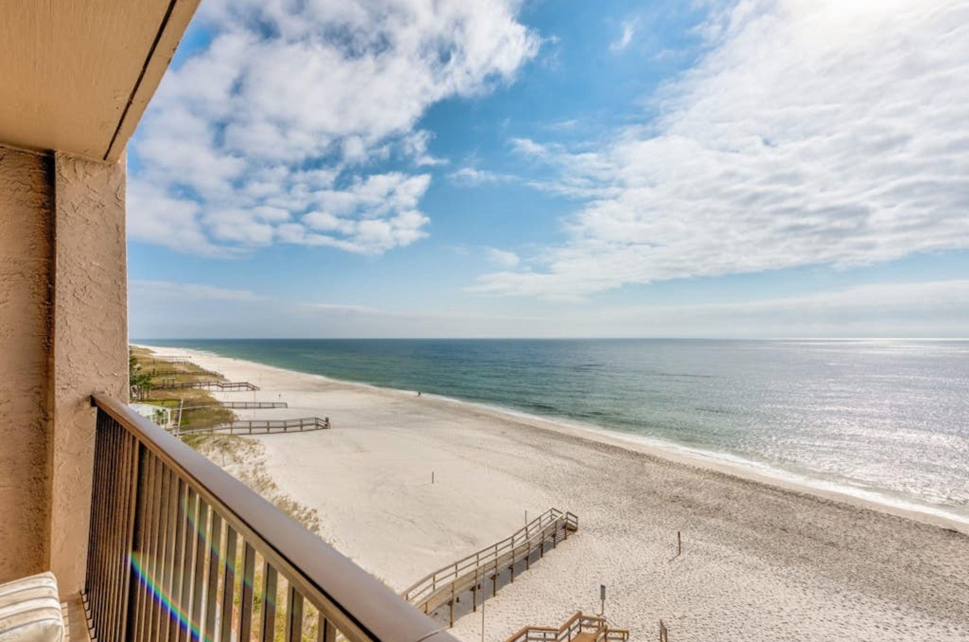 View of the Gulf of Mexico from a private balcony at Ocean Breeze Easy