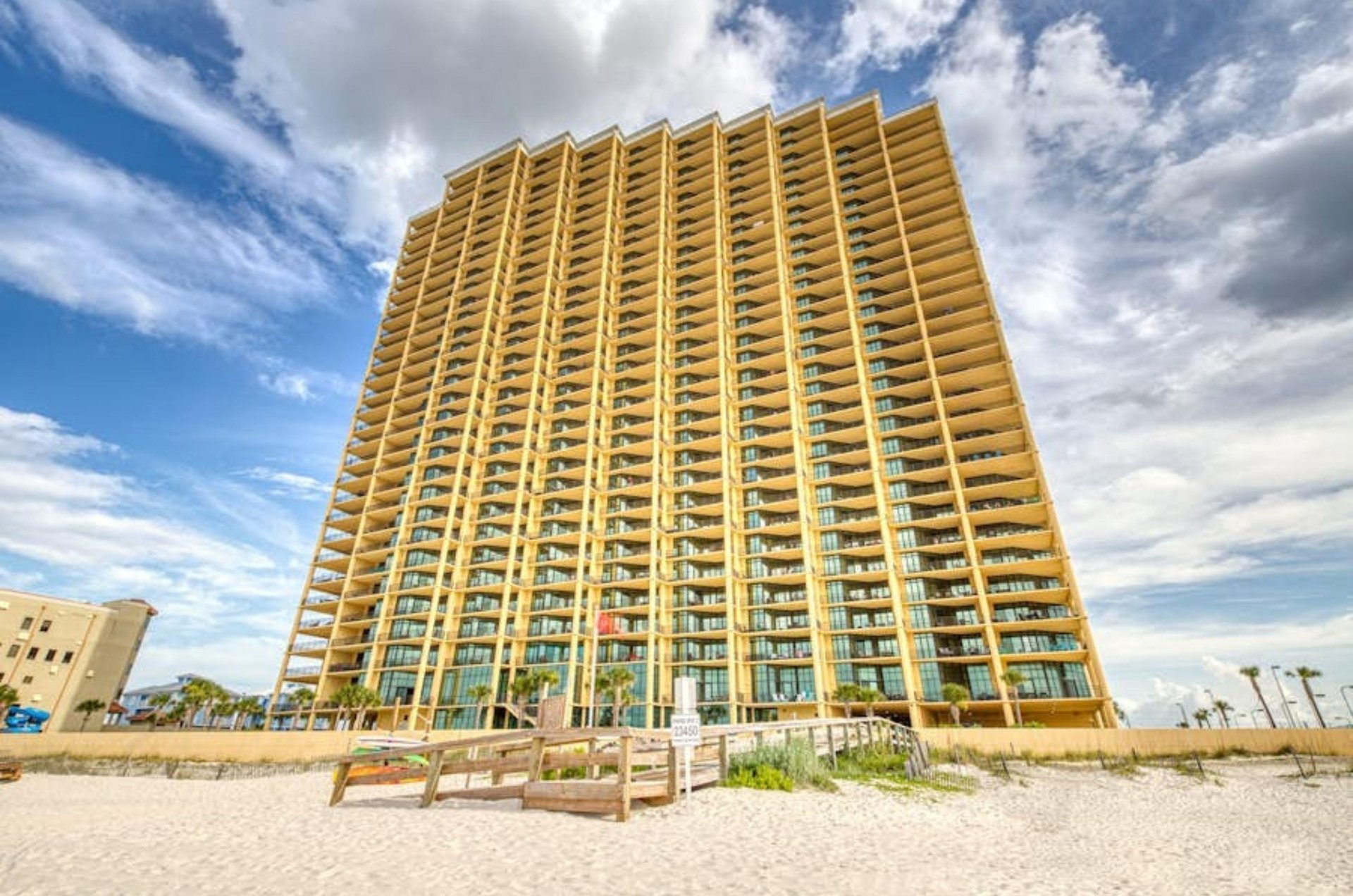 View from the beach of Phoenix West II in Orange Beach Alabama