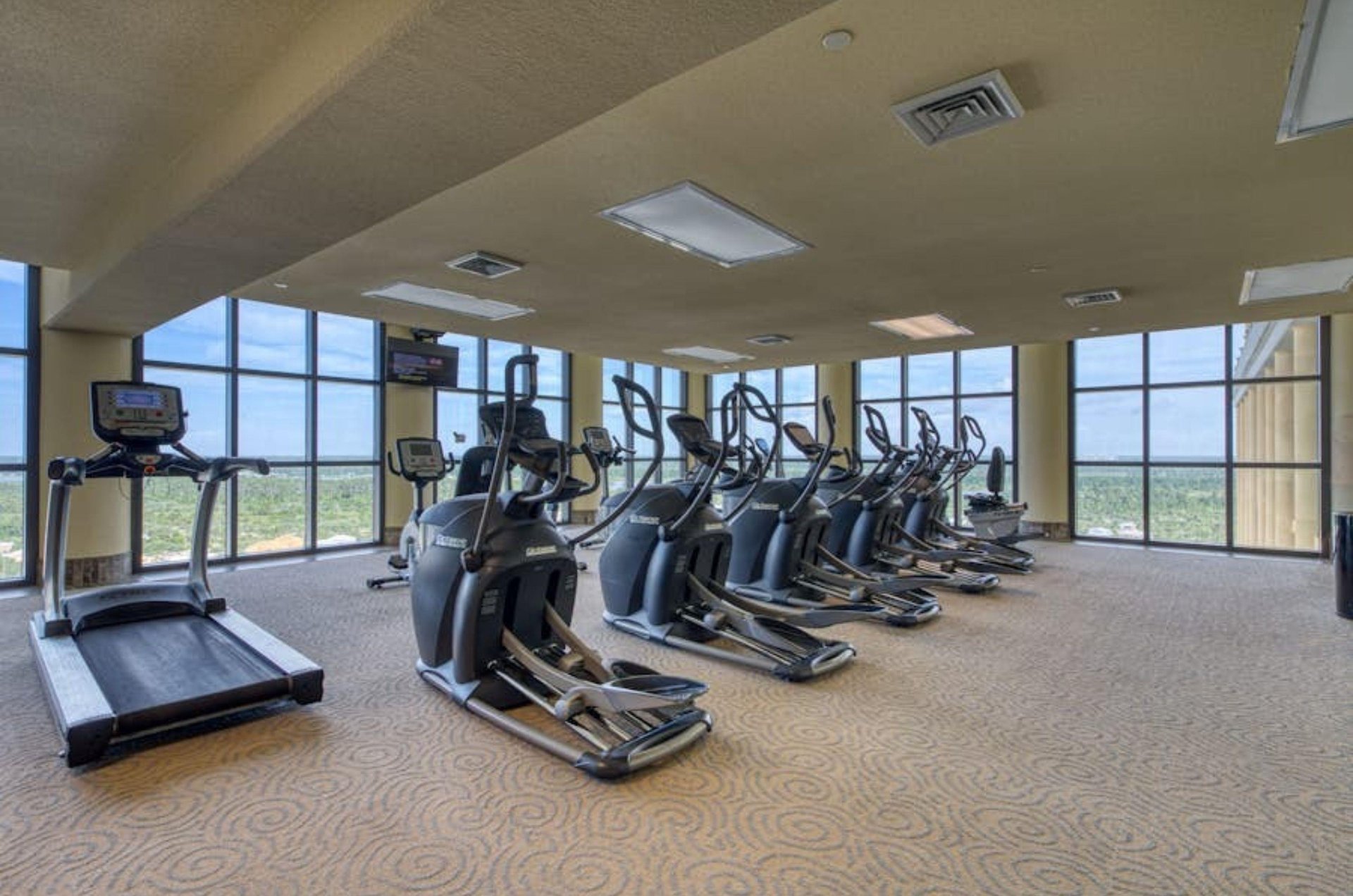 Equipment in the gym at Phoenix West II in Orange Beach Alabama