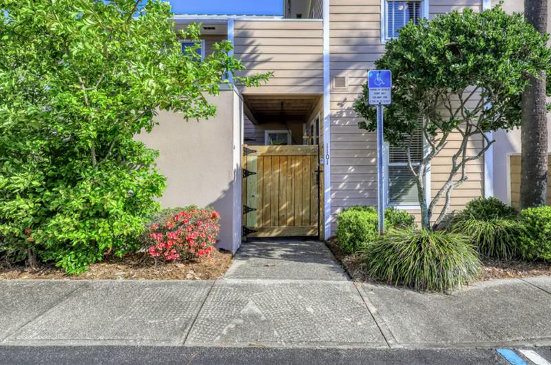 Units have gated patios.