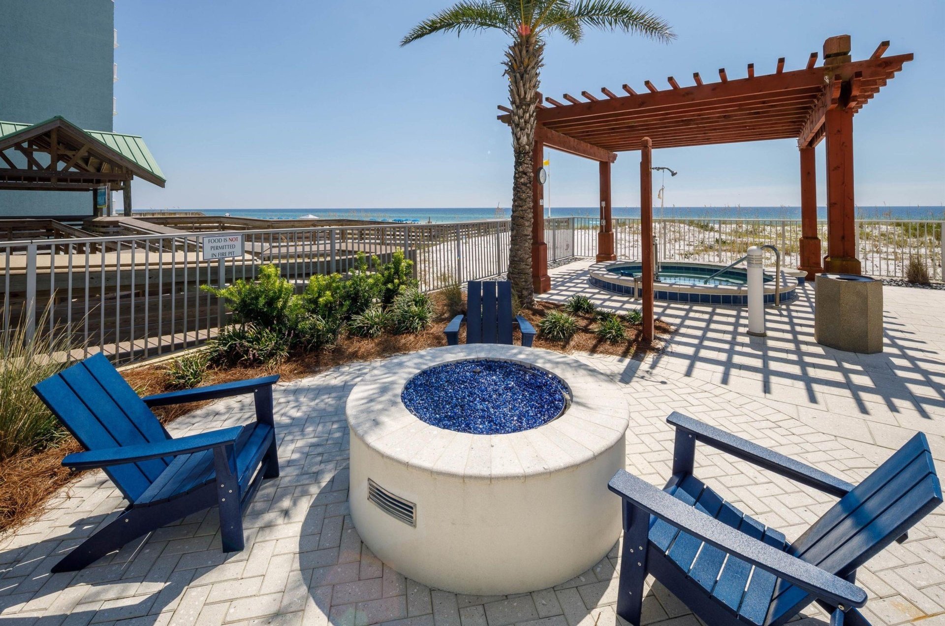 An outdoor firepit at Blu Condos