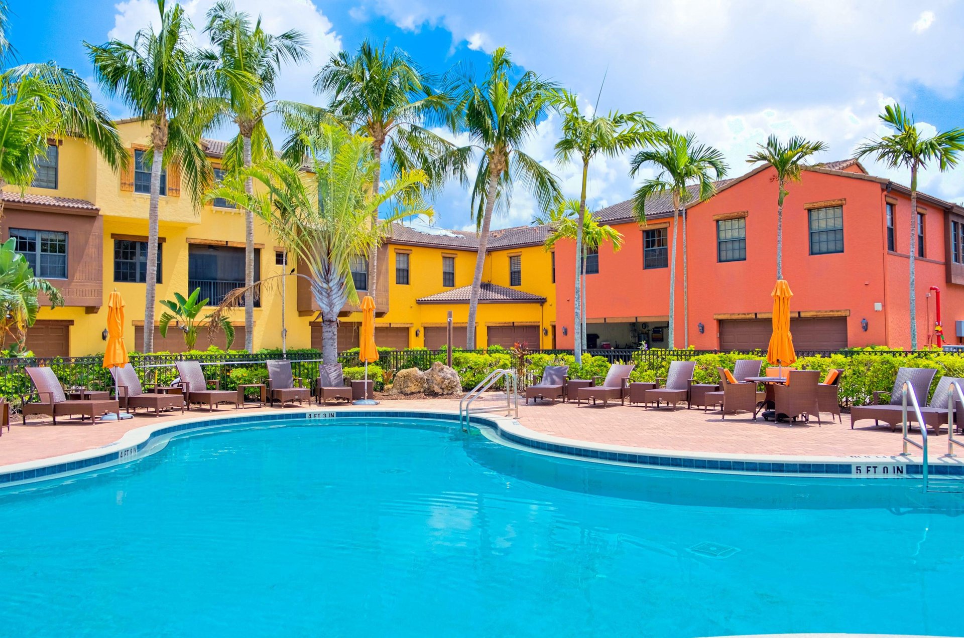 A Fort Myers condo communitys shimmering swimming pool.
