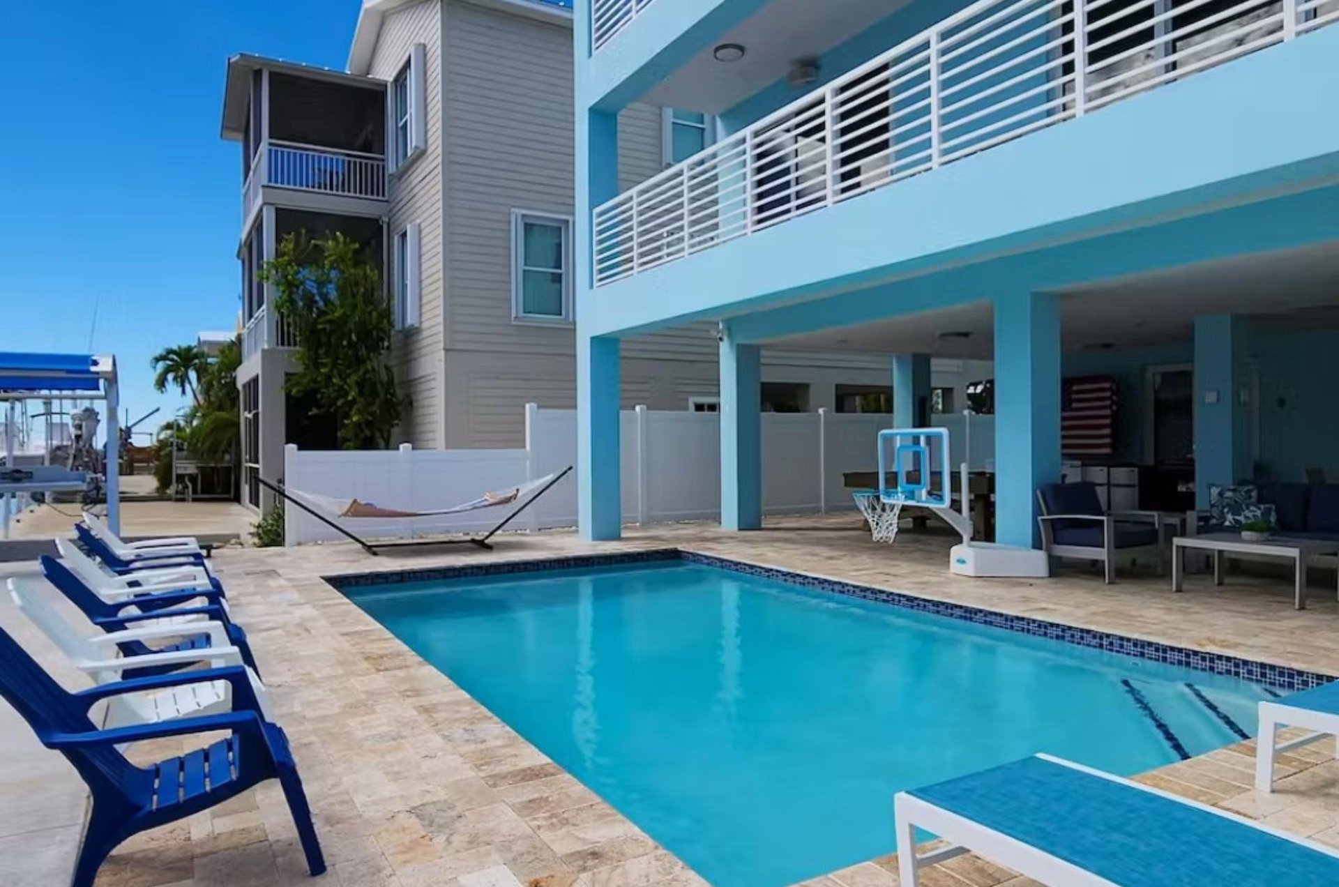 This pool next to a Key Largo vacation home sits ready for swimmers.