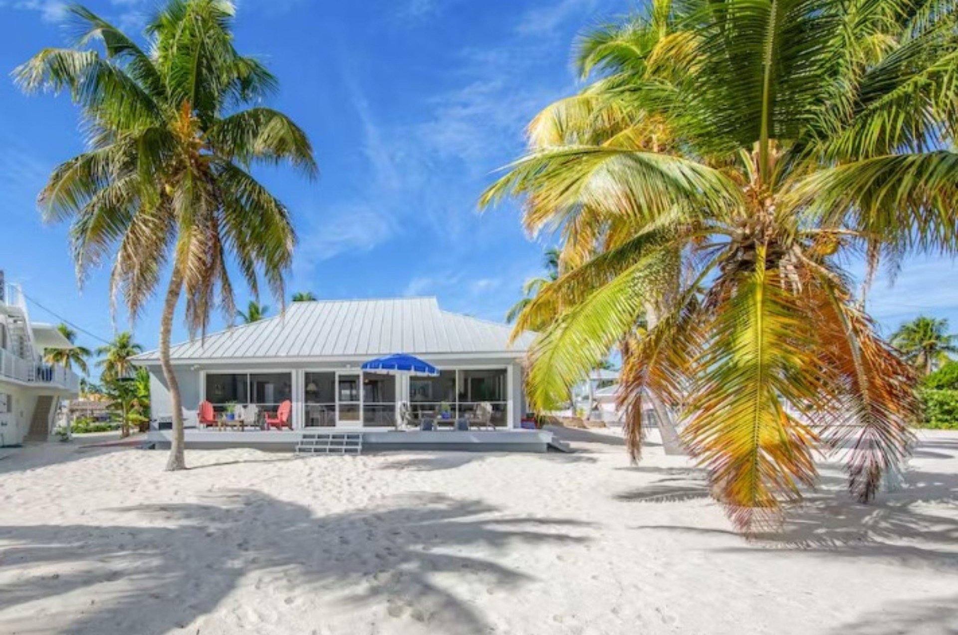 An Islamorada vacation home under a bluebird sky.