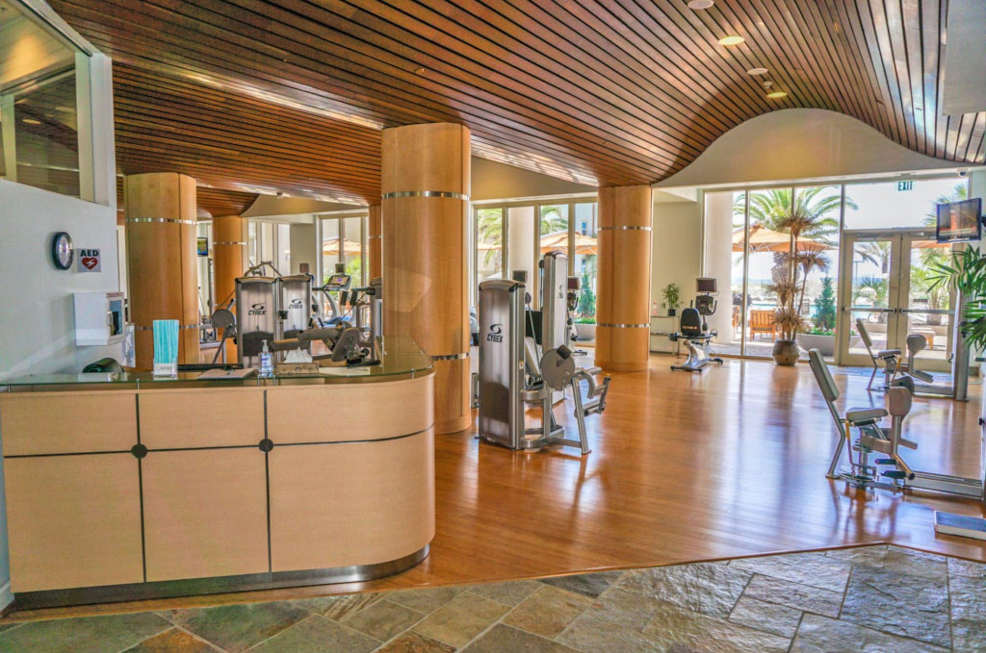 Beach Club Resort and Spa amenities include a large, stunning fitness center