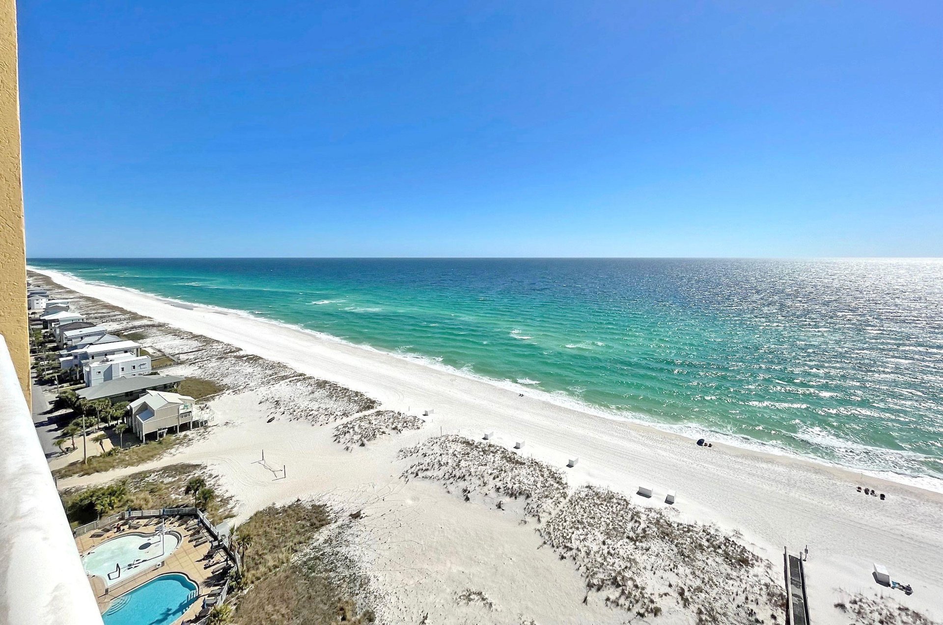 See for miles down the coast from a private balcony