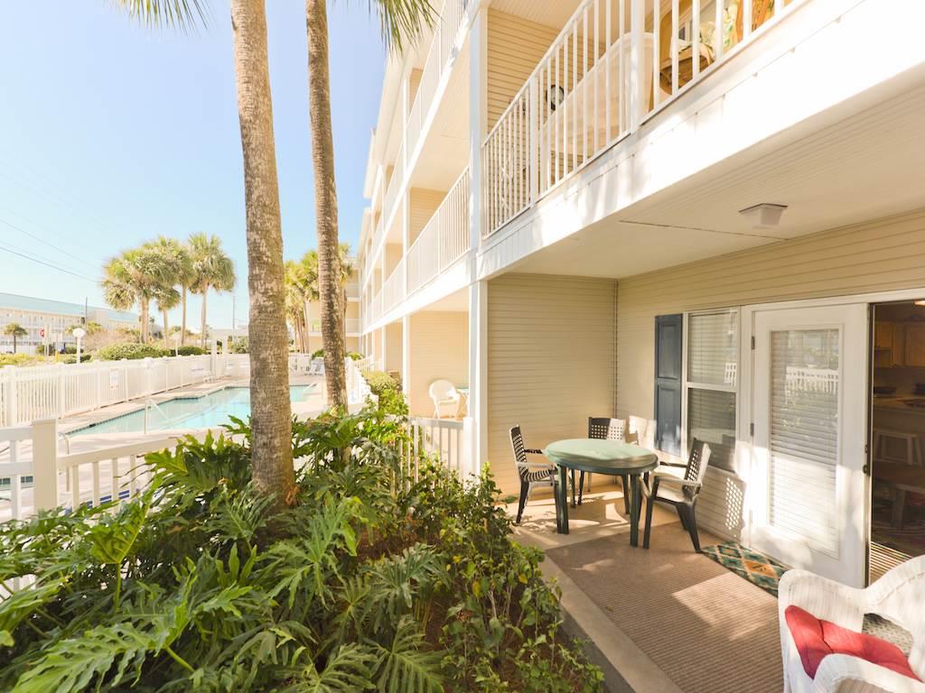 View of the pool from a unit at Grand Caribbean Condo Rentals in Destin Florida