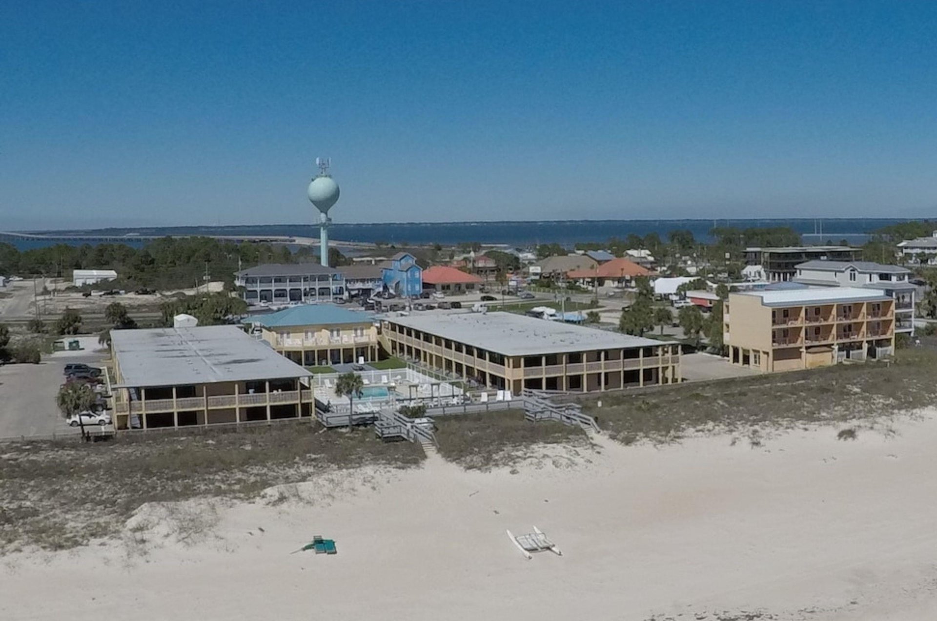 View from the water of Buccaneer Inn