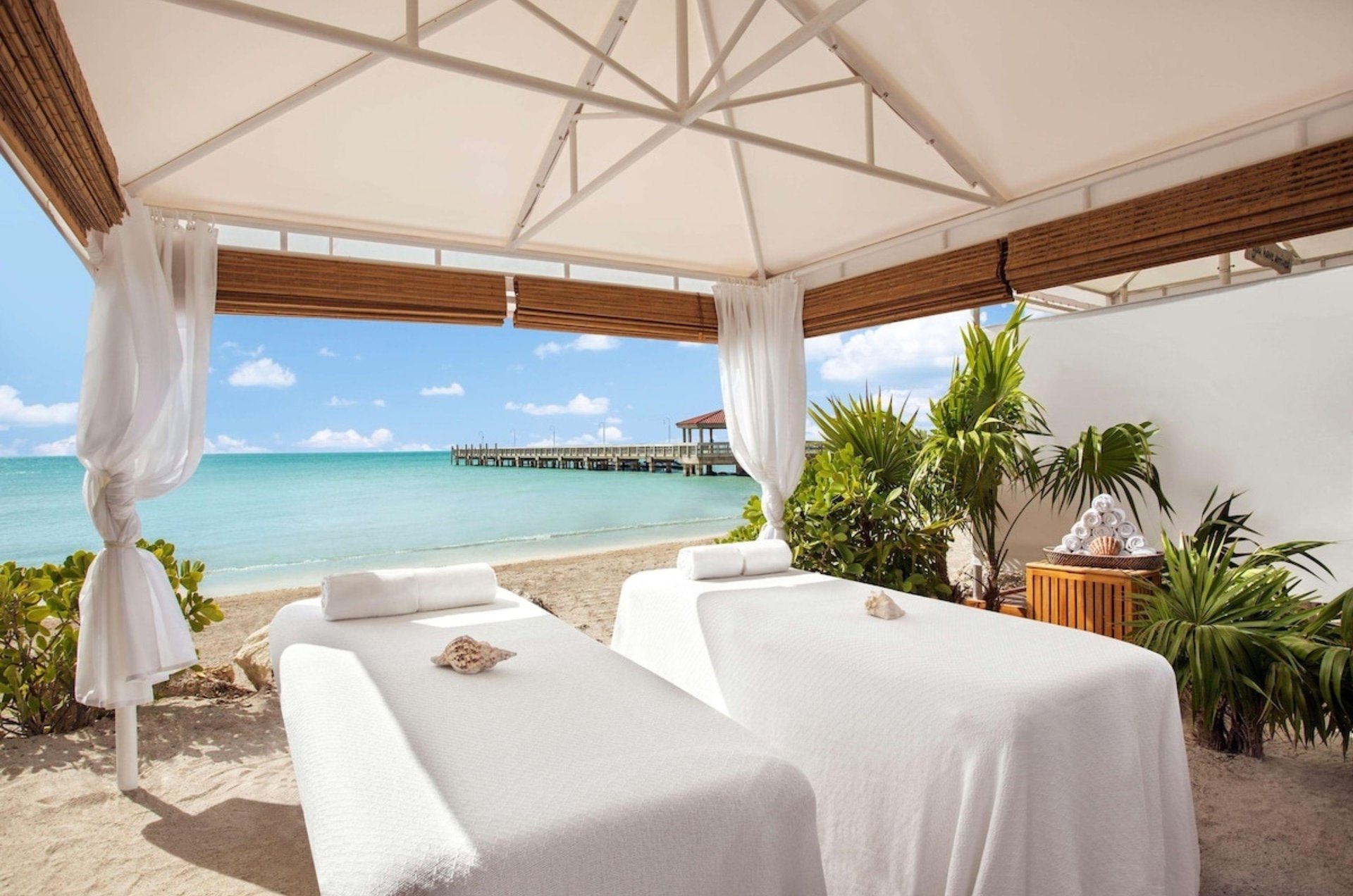 Massage beds by the beach in Key West, Florida