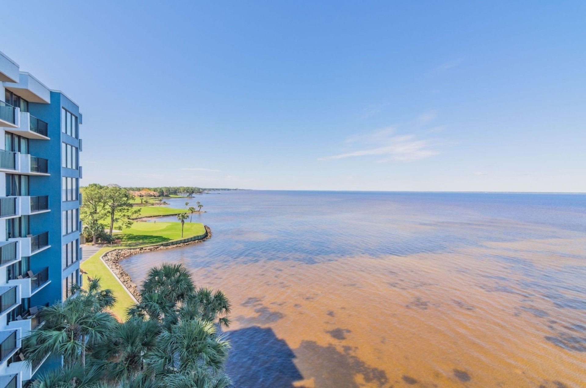 A view of the bay from a balcony at Bahia in Miramar Beach, Florida