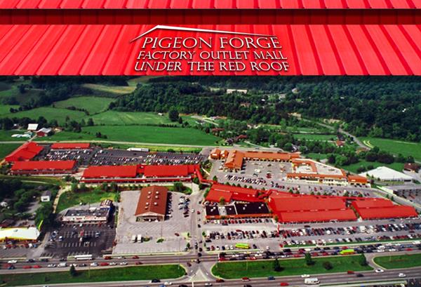 arial view of the pigeon forge factory outlet mall