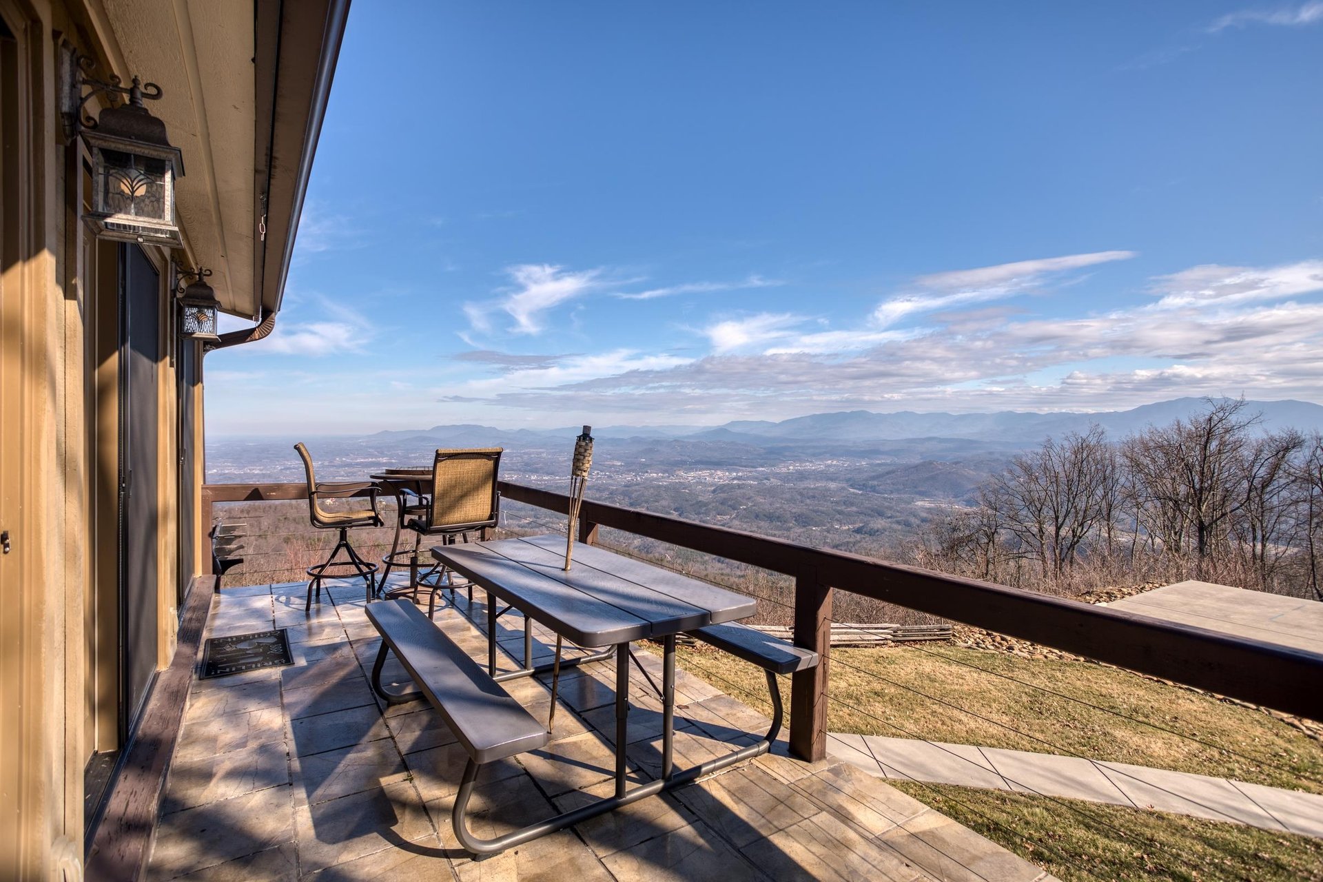 Deck dining at Best View Ever A 5 bedroom cabin rental in Pigeon Forge