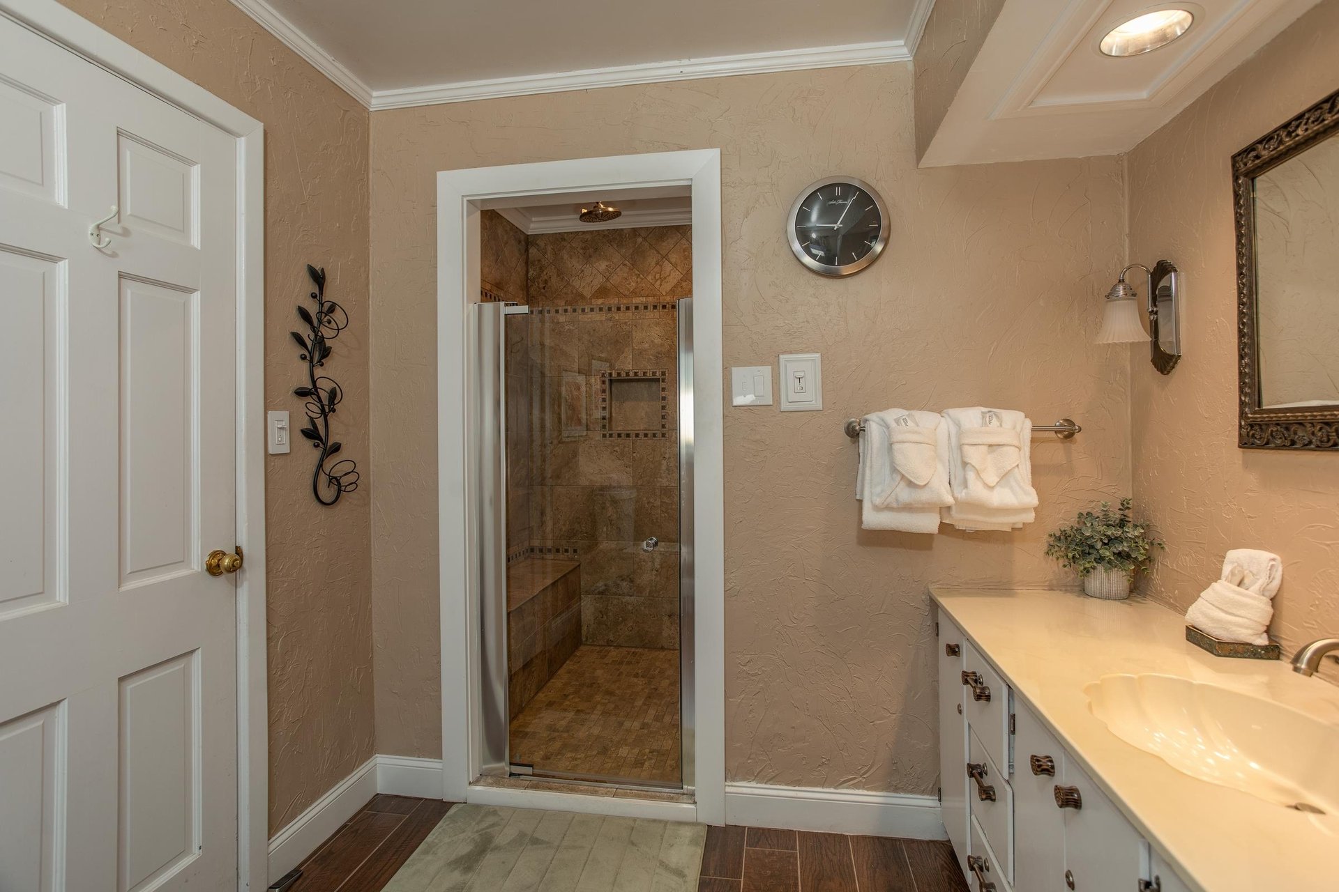 Bathroom with separate sink and shower area at Best View Ever A 5 bedroom cabin rental in Pigeon Forge