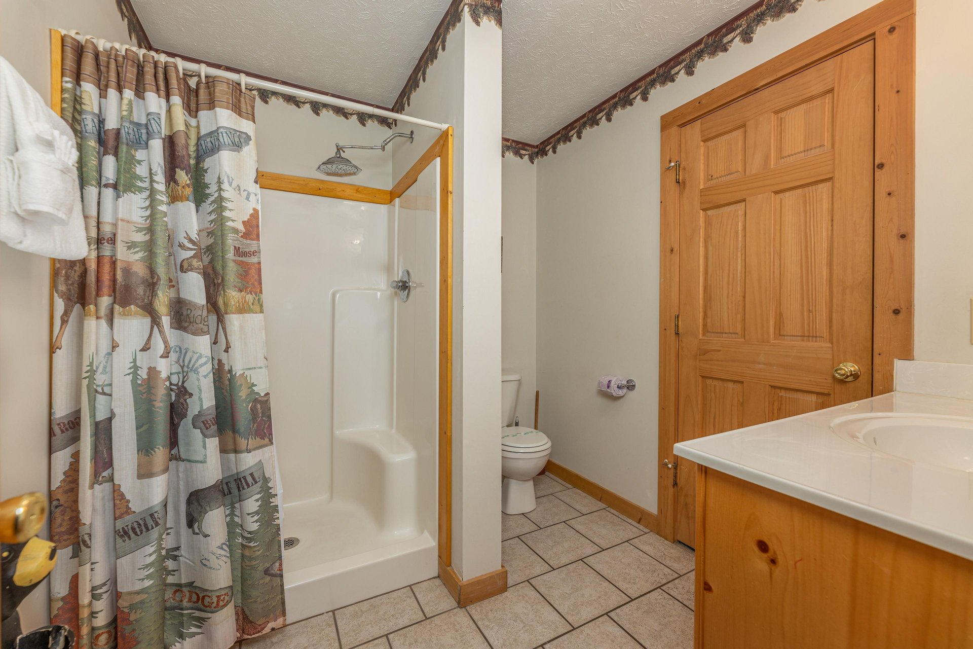 Bathroom with a walk in shower at Cubs Crossing, a 3 bedroom cabin rental located in Gatlinburg