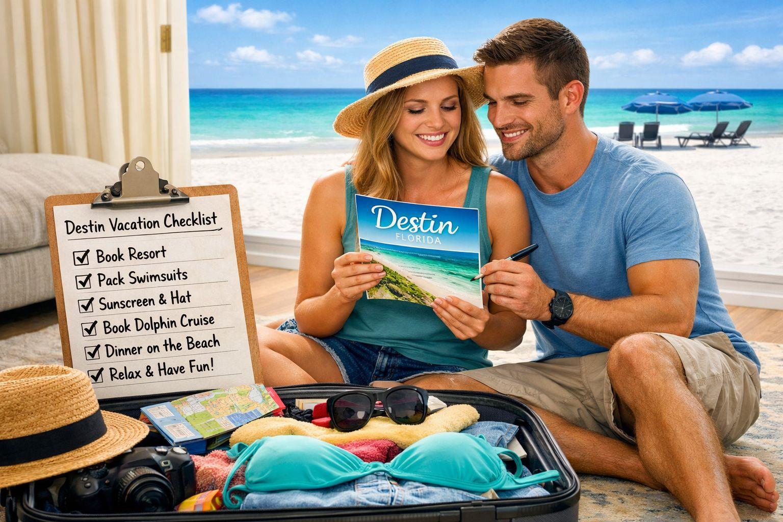 Couple Planning beach vacation