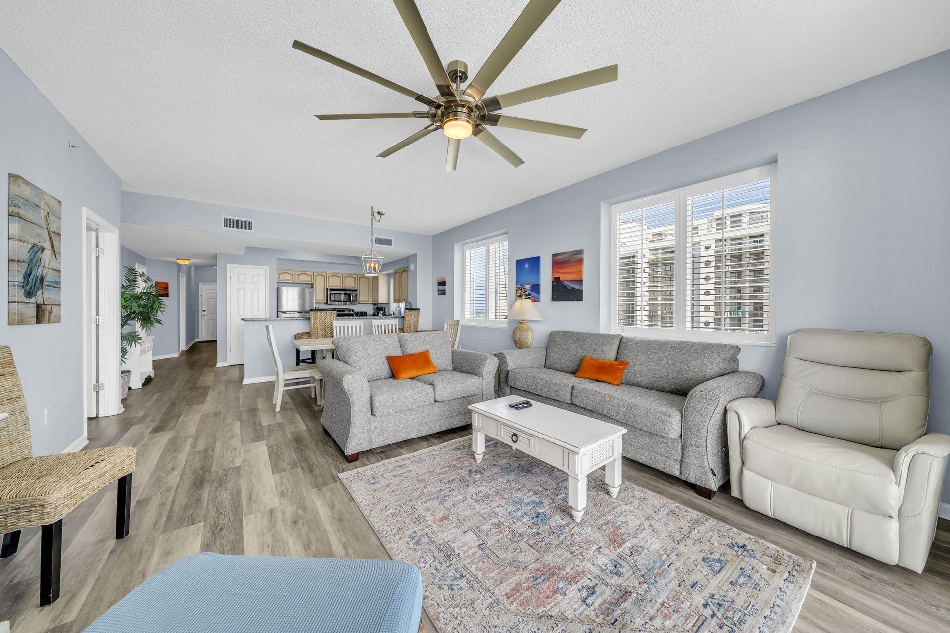 Open Concept Living, Dining, and Kitchen
