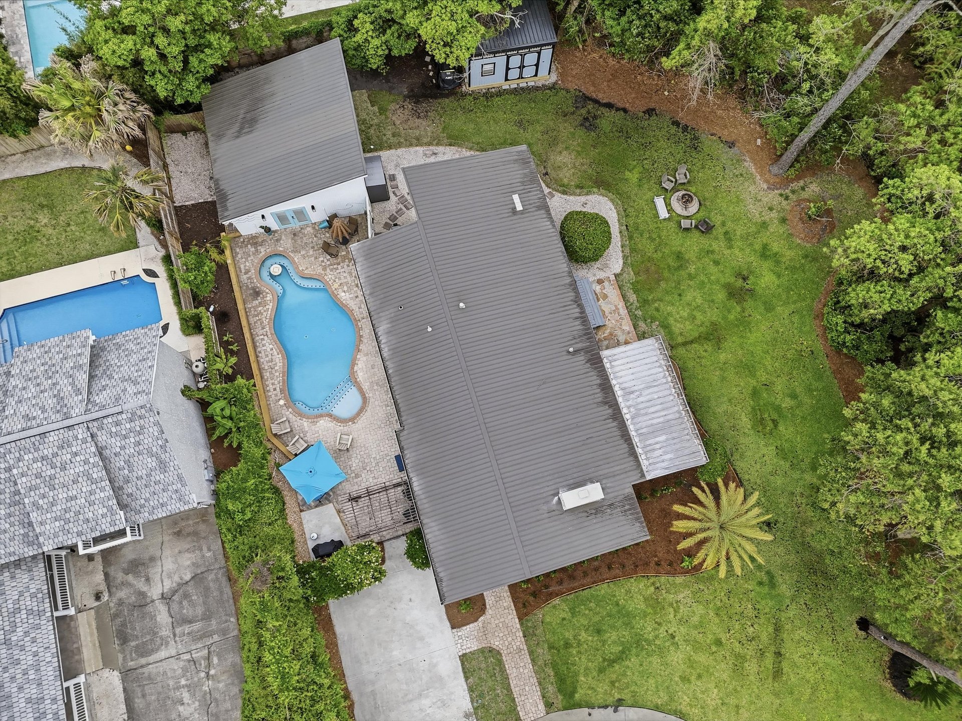 Aerial View of Main House and Pool