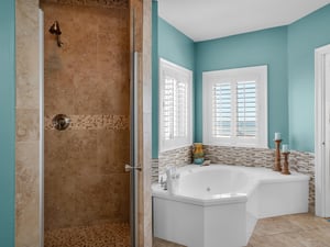 Primary Bathroom with WalkIn Shower and Soaking Tub